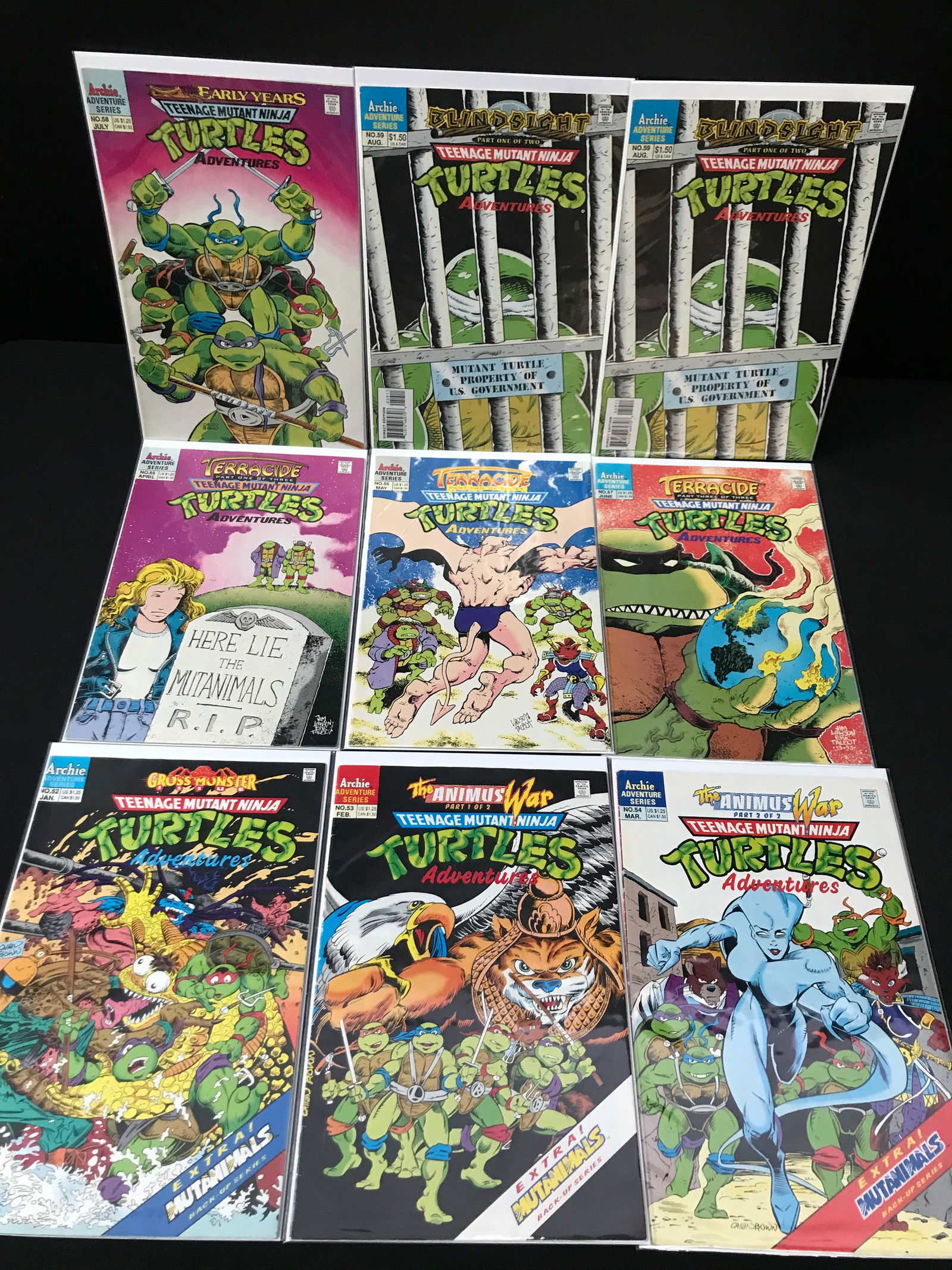 LOT OF 9 TEENAGE MUTANT NINJA TURTLES ADVENTURE COMICS - ARCHIE ADVENTURE SERIES: Prices are in Canadian dollars
