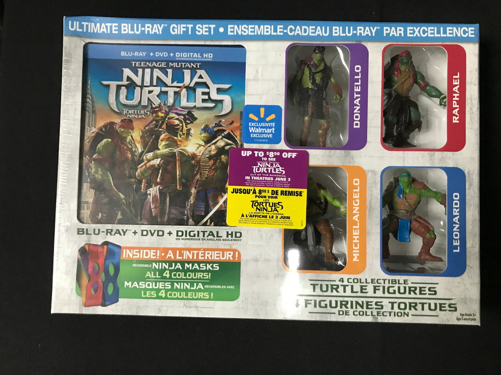TEENAGE MUTANT NINJA TURTLES BLUE RAY GIFT SET WITH 4 COLLECTIBLE TURTLES: Prices are in Canadian dollars