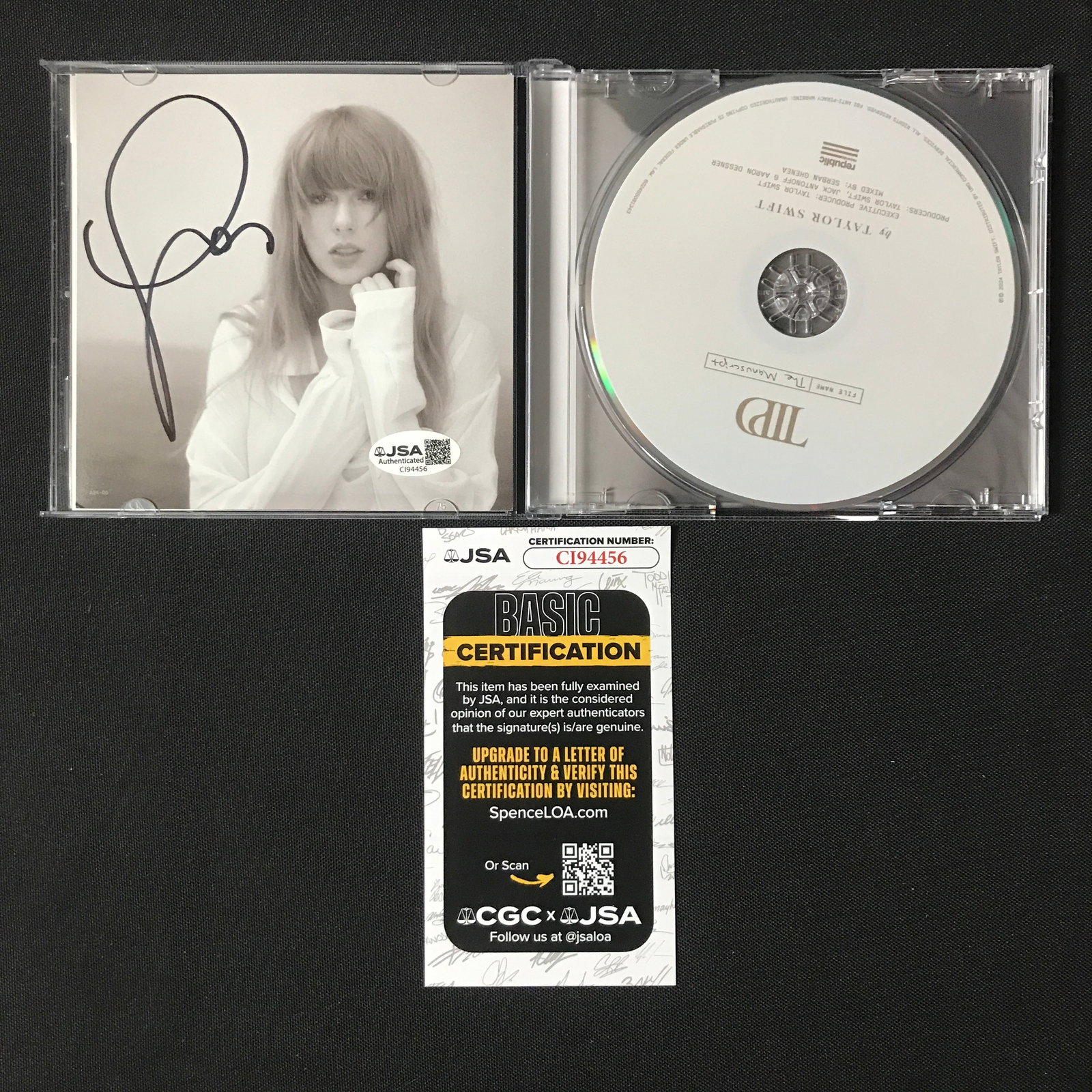 TAYLOR SwifT SIGNED CD SLEEVE - JSA COA: Prices are in Canadian dollars