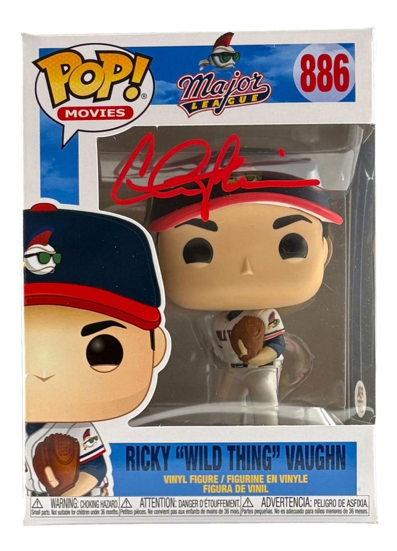 CHARLIE SHEEN SIGNED RICKY 'WILD THING' VAUGHN FUNKO POP - PSA COA: Prices are in Canadian dollars