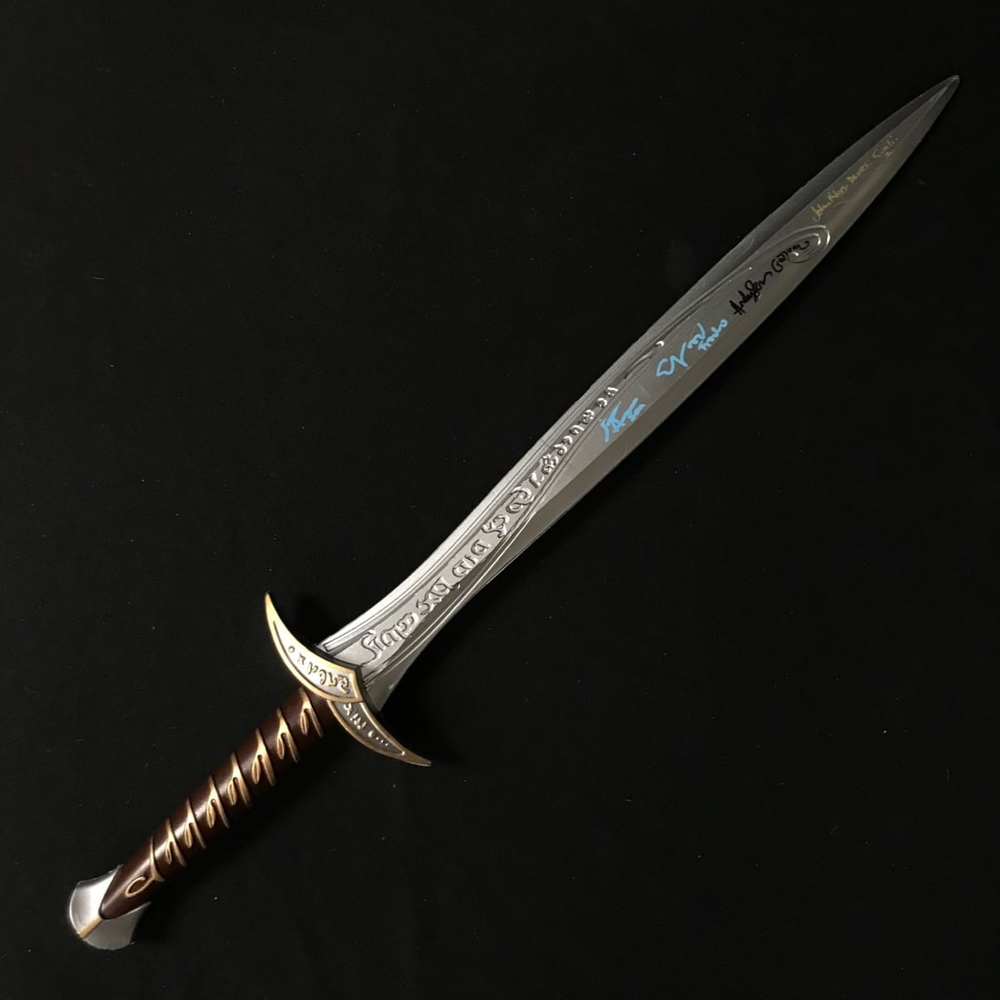 QUAD SIGNED LOTR SWORD, WOOD, ASTIN, SERKIS AND RHYS DAVIS - WWOC COA: Prices are in Canadian dollars