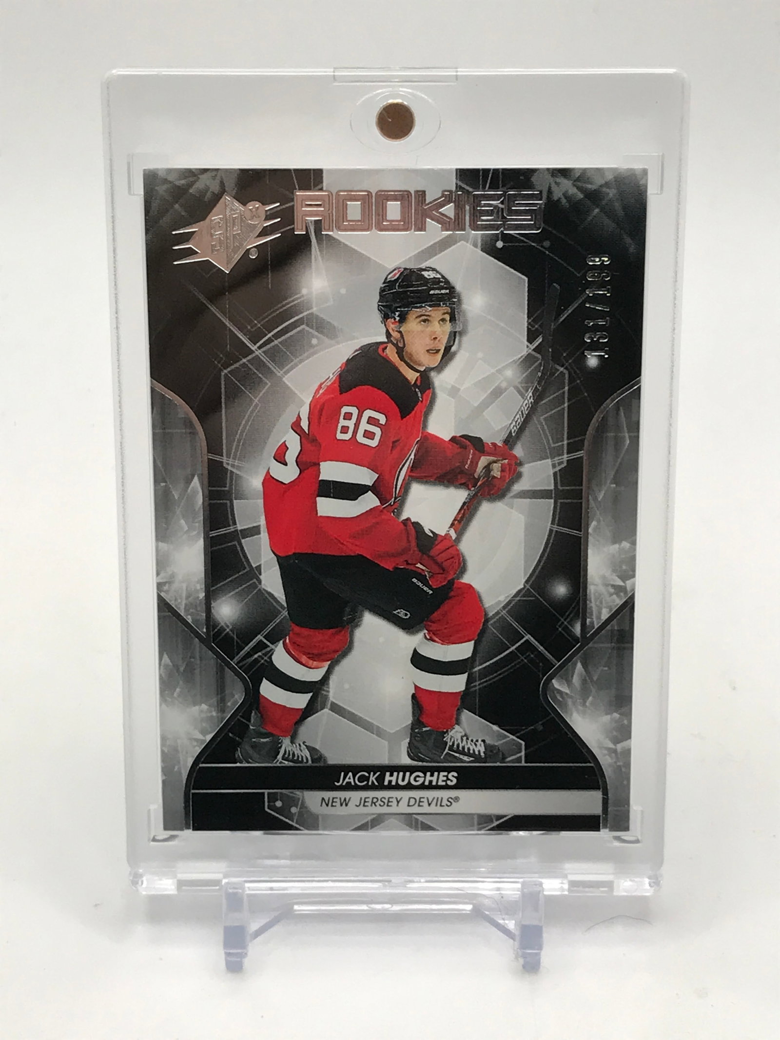 2019-20 UPPER DECK SPX HOCKEY JACK HUGHES ROOKIES CARD 131/199: Prices are in Canadian dollars