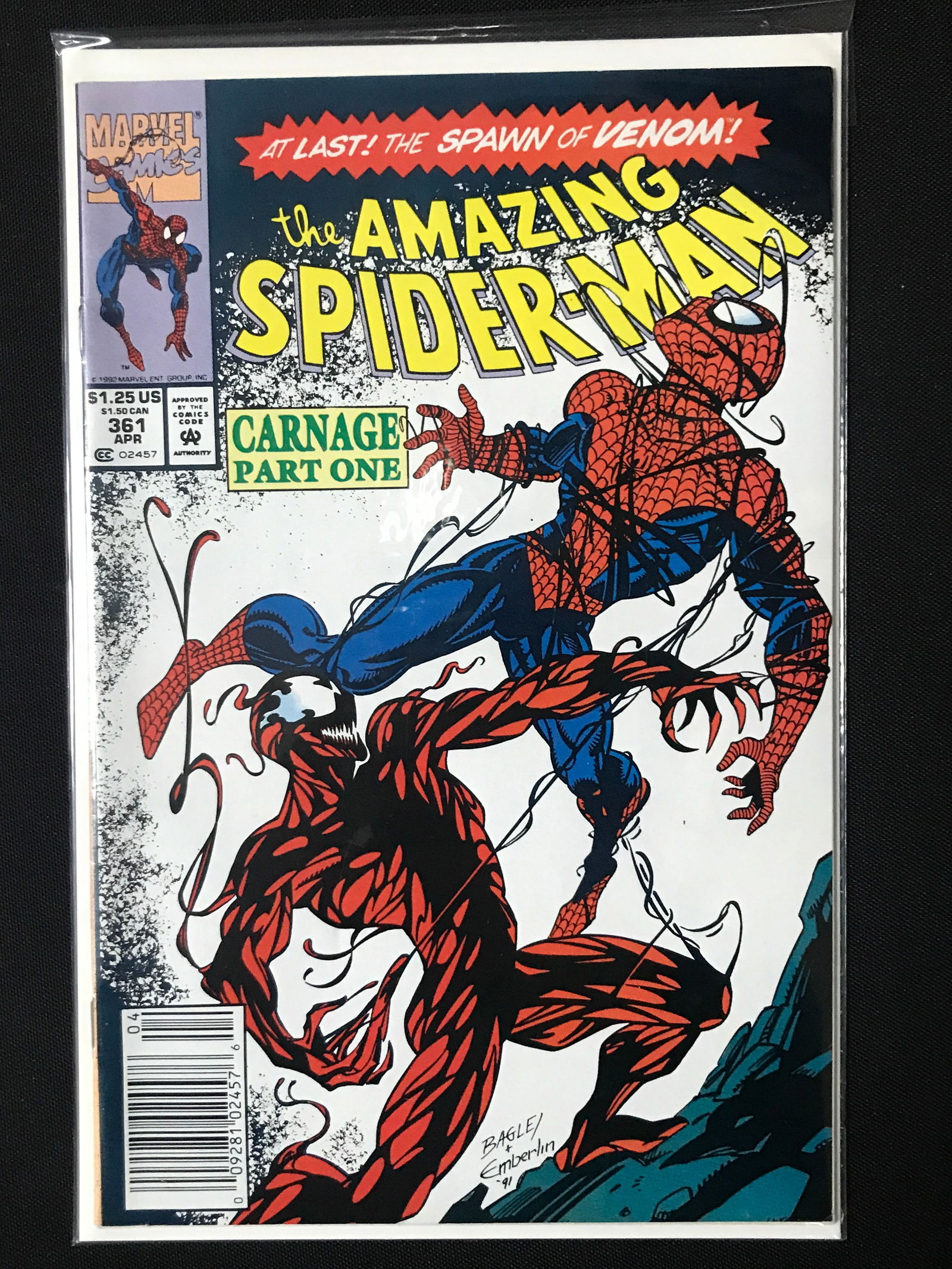 THE AMAZING SPIDERMAN NO.361 (1ST APPEARANCE CARNAGE) - MARVEL COMICS: Prices are in Canadian dollars