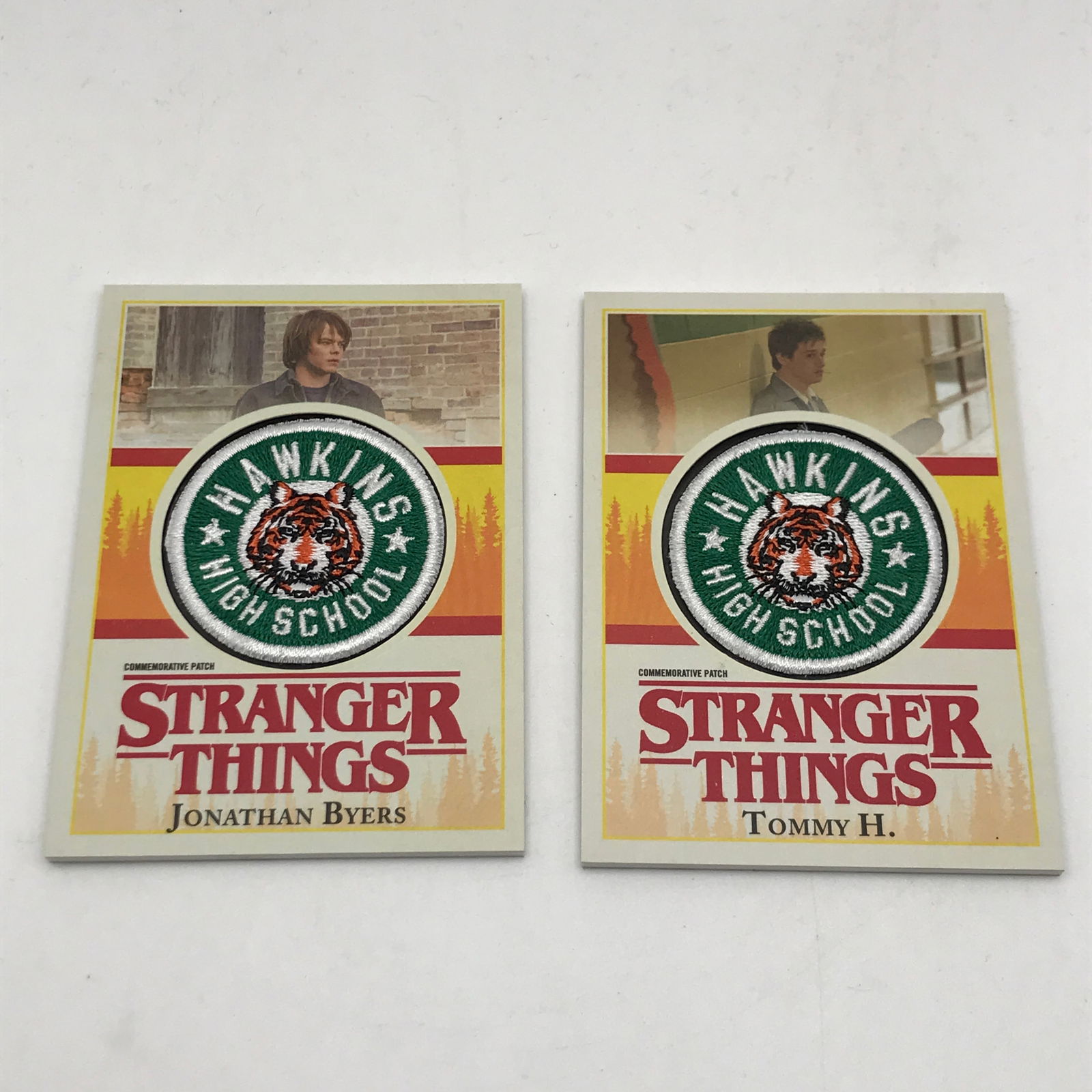 LOT OF 2 STRANGER THINGS HAWKINS HIGH SCHOOL PATCH TRADING CARDS: Prices are in Canadian dollars