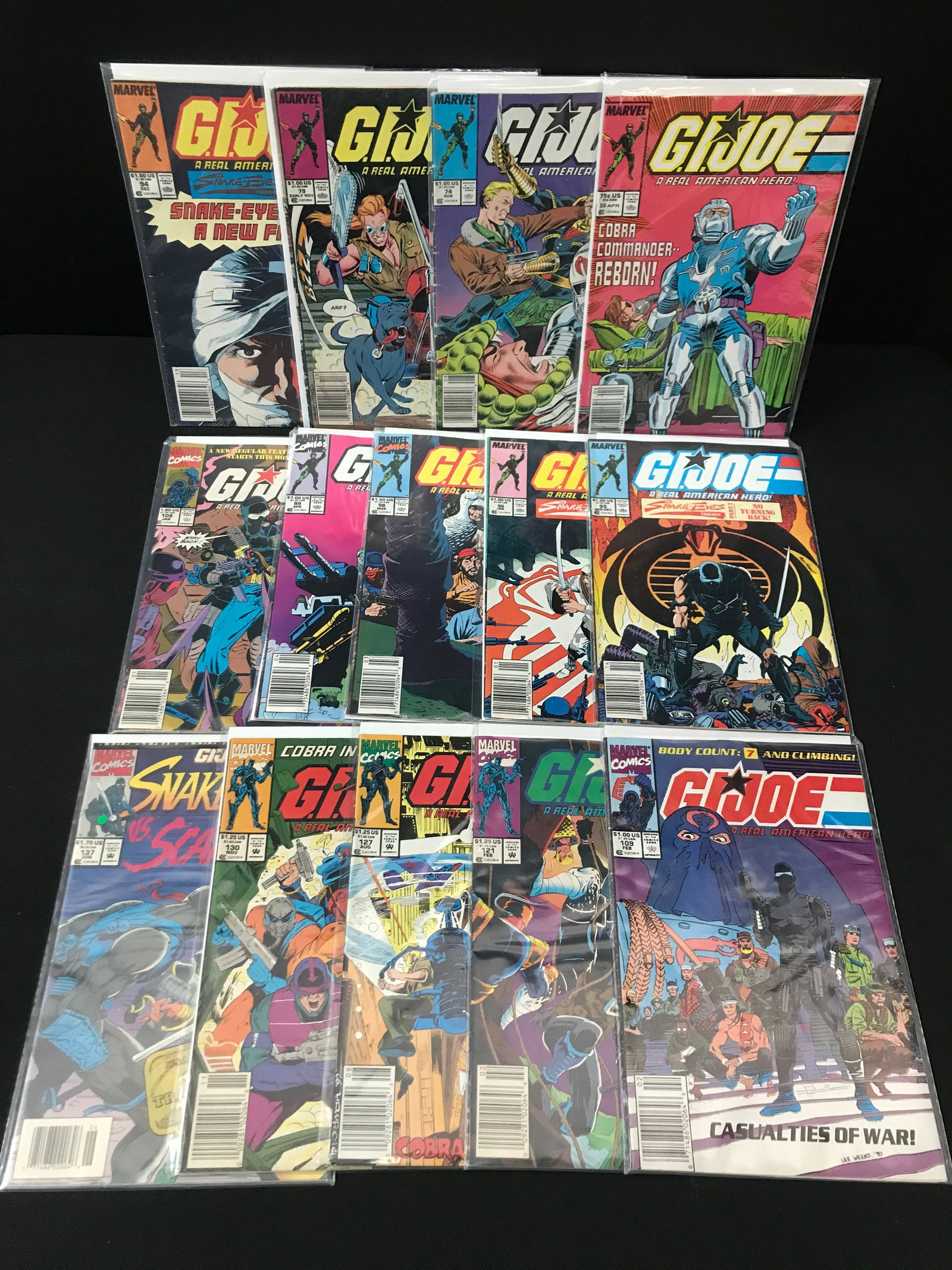 LOT OF 14 COMICS FEATURING G.I JOE - MARVEL COMICS: Prices are in Canadian dollars