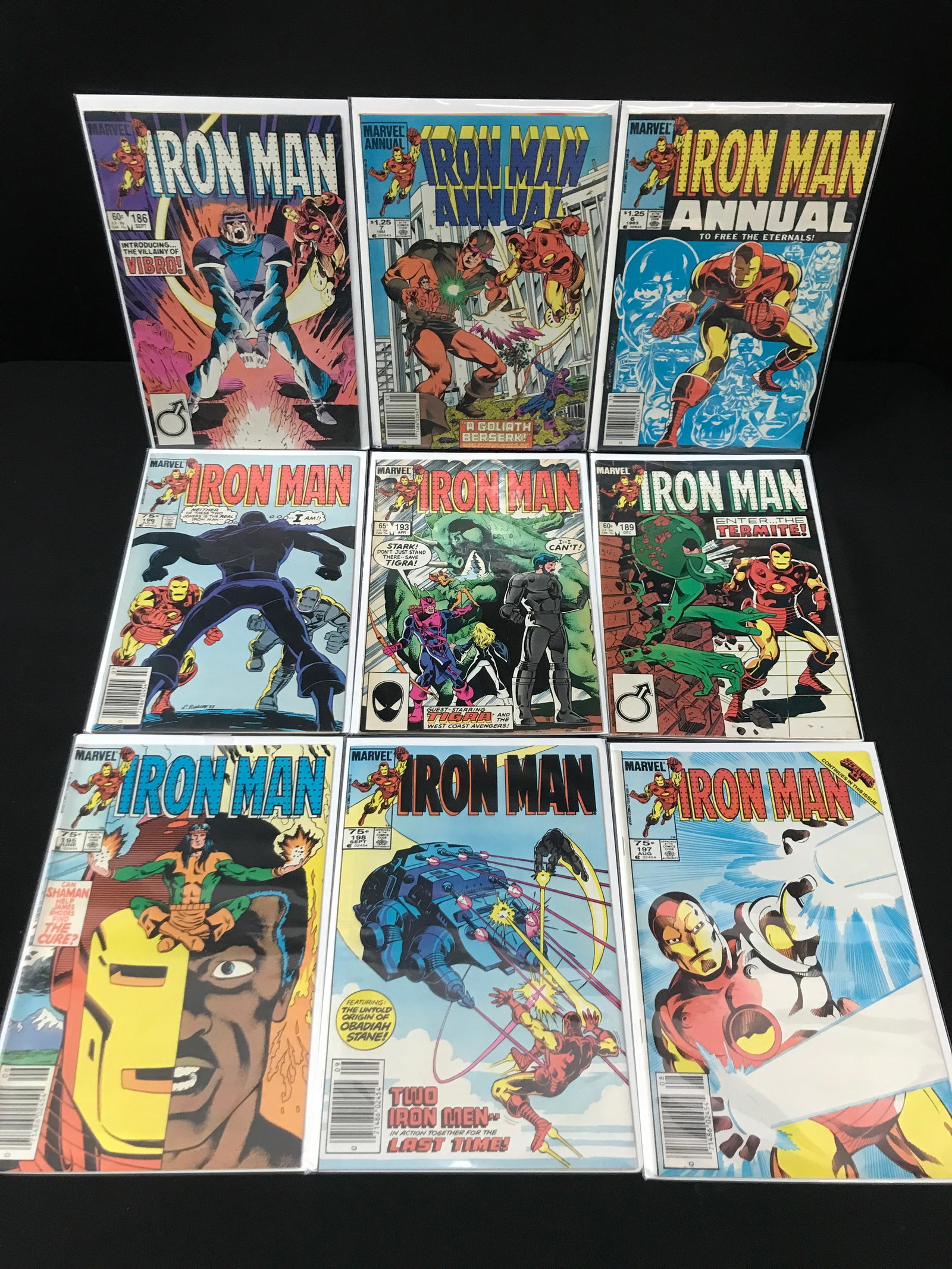 LOT OF 9 COMICS FEATURING IRON MAN - MARVEL COMICS: Prices are in Canadian dollars