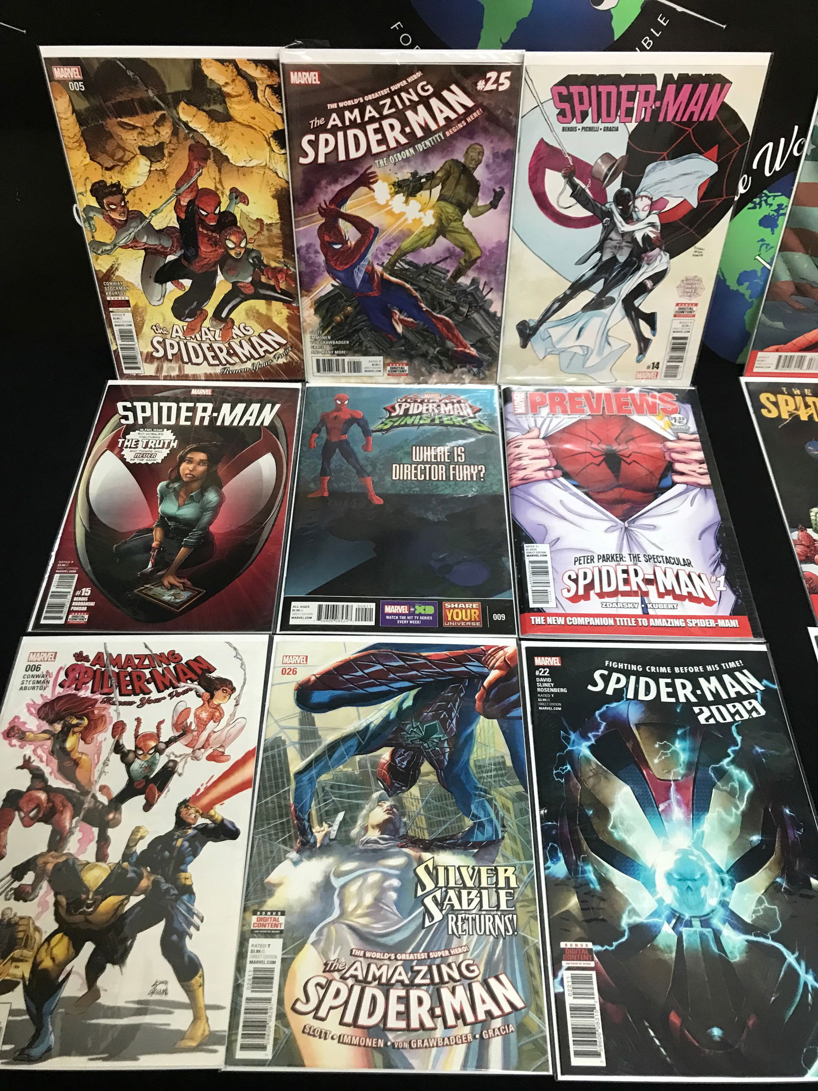 LOT OF 9 COMICS FEATURING SPIDERMAN - MARVEL COMICS (1 of 1)