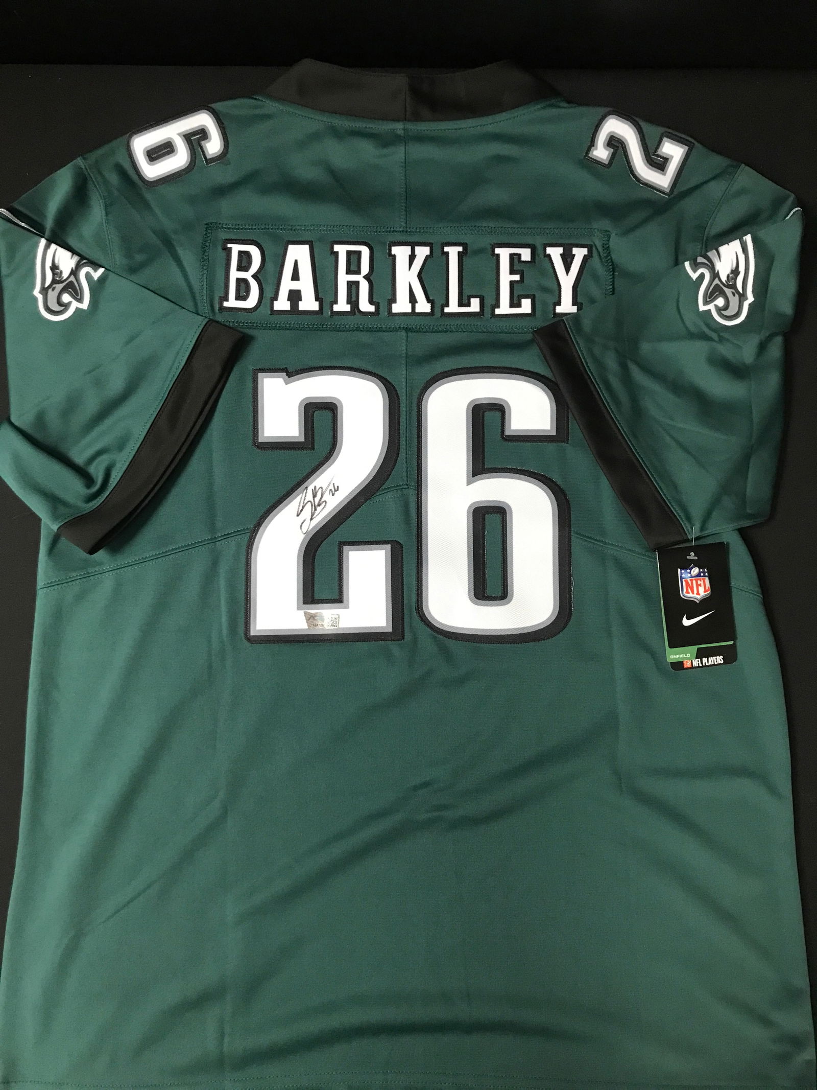 SAQUAN BARKLEY SIGNED PHILADELPHIA EAGLES CUSTOM FOOTBALL JERSEY (ACE COA): Prices are in Canadian dollars