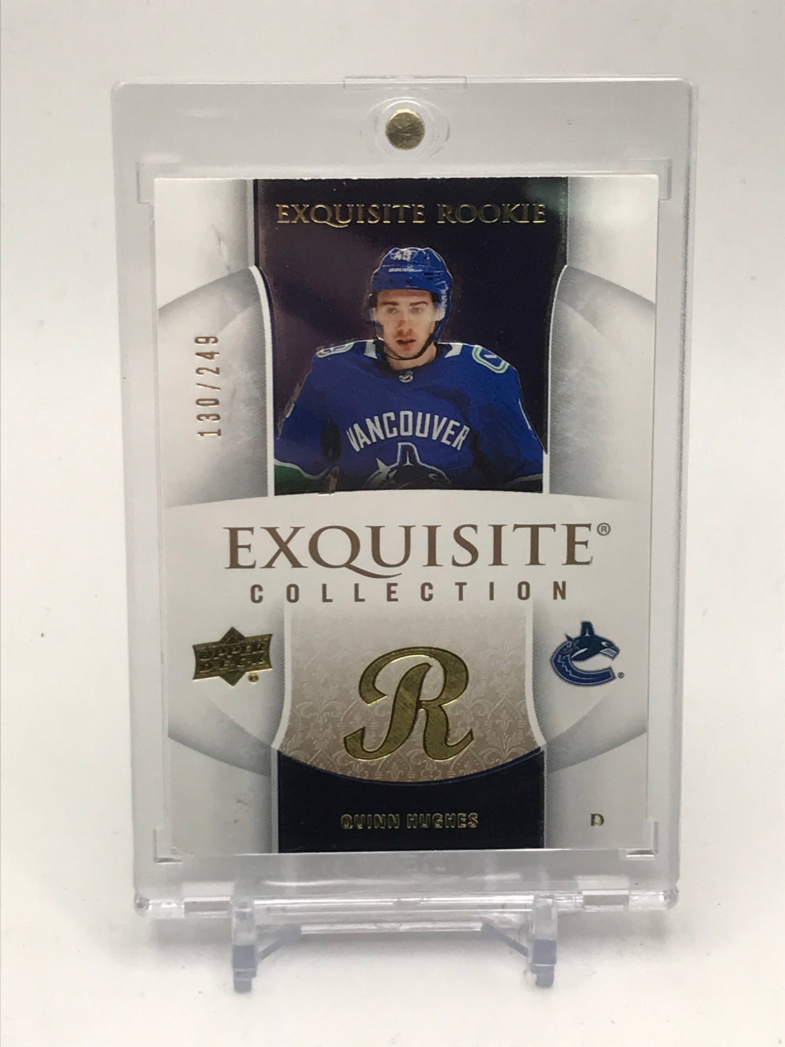 20019 UPPER DECK EXQUISITE ROOKIES QUINN HUGHES 130/249: Prices are in Canadian dollars