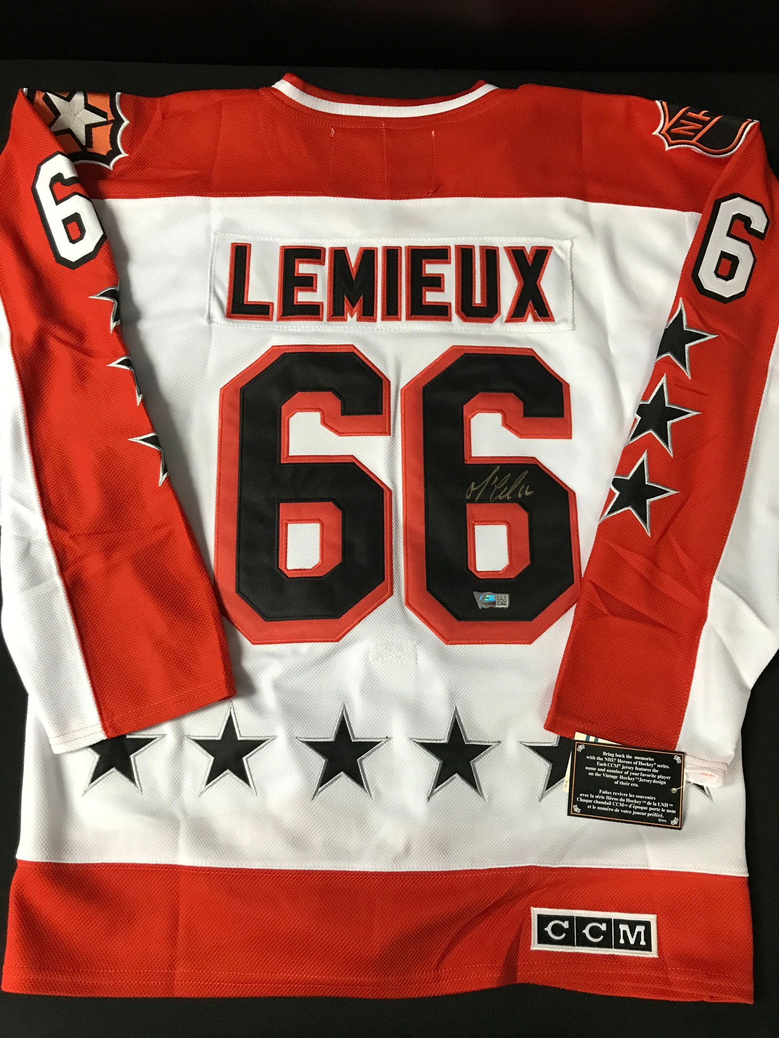 MARIO LEMIEUX SIGNED WALES CONFERENCE ALL STAR GAME CUSTOM JERSEY (ACE COA) (1 of 3)