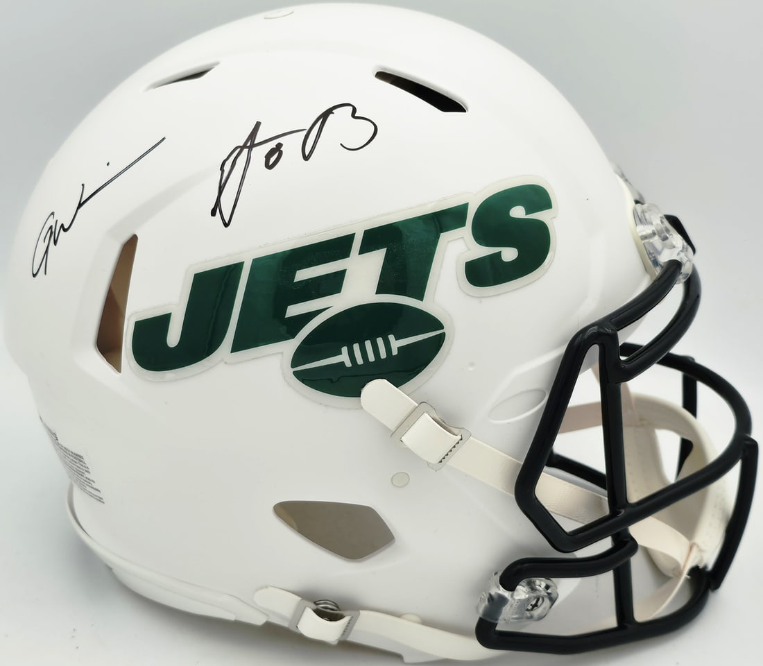 AARON ROGERS AND GARRETT WILSON SIGNED NY JETS MINI HELMET (BECKETT COA): Prices are in Canadian dollars