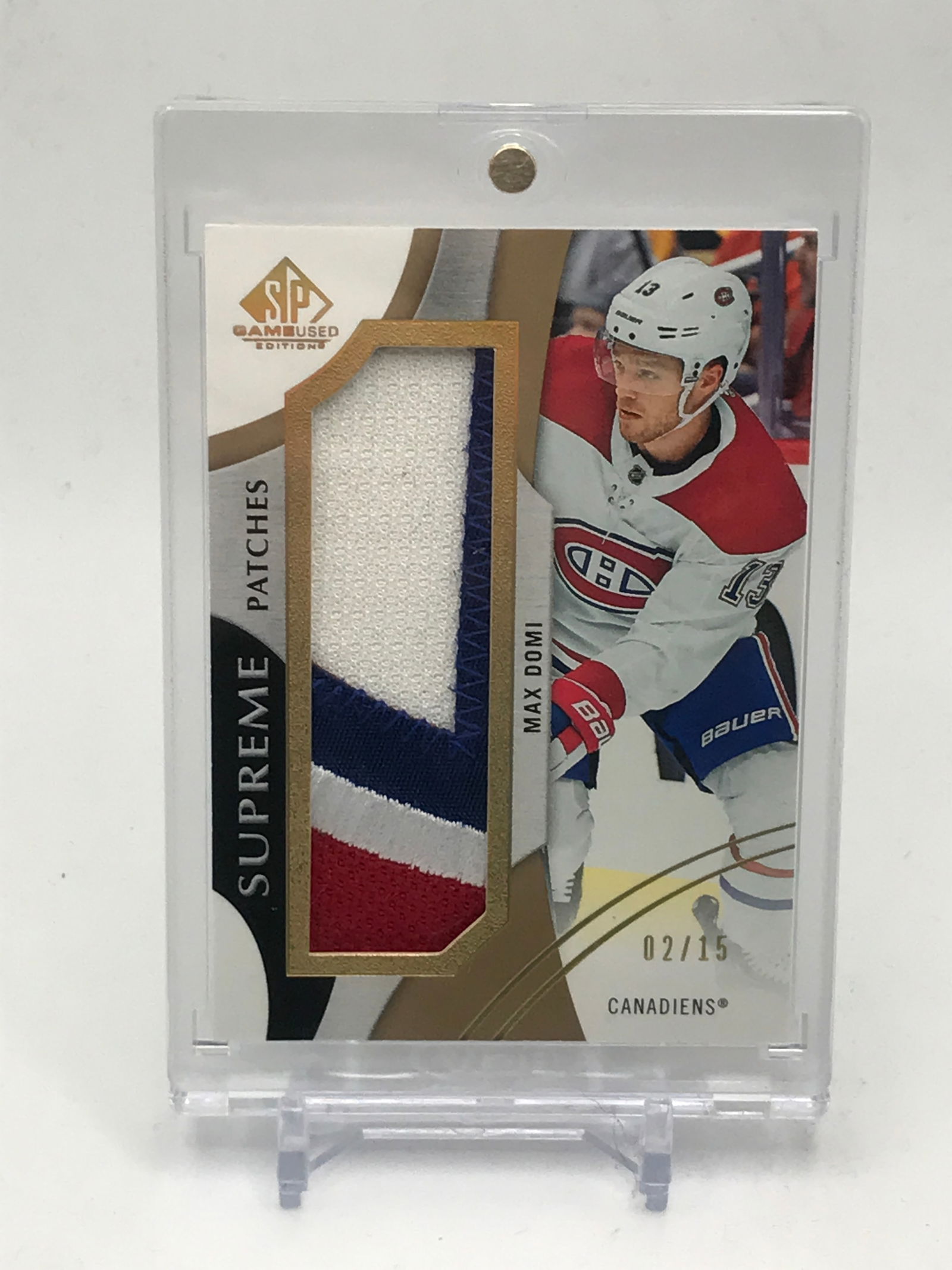 2019-20 UPPER DECK SP GAME USED HOCKEY MAX DOMI SUPREME PATCHES TRADING CARD 02/15: Prices are in Canadian dollars