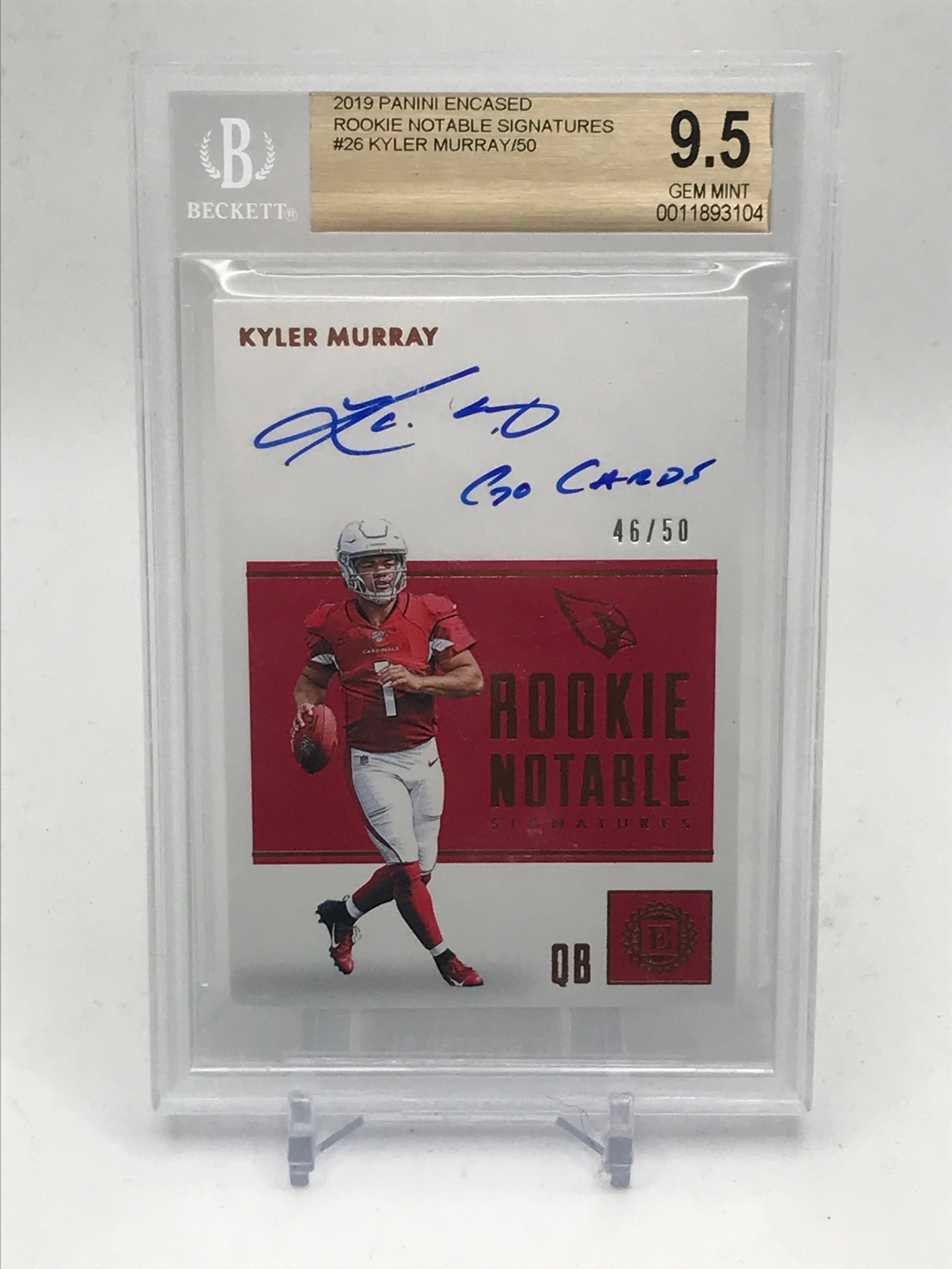 2019 PANINI WNCASED ROOKIE NOTABLE SIGNATURES KYLER MURRAY 45/50 (BECKETT 9.5) (1 of 2)