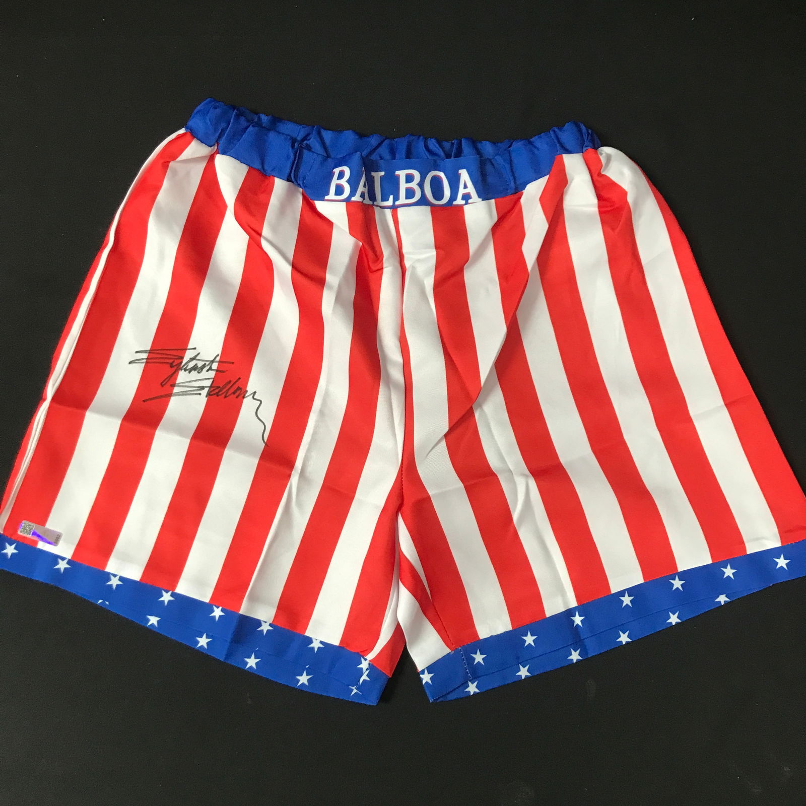 SYLVESTER STALLONE SIGNED ROCKY BOXING SHORTS - CELEBRITY COA: Prices are in Canadian dollars