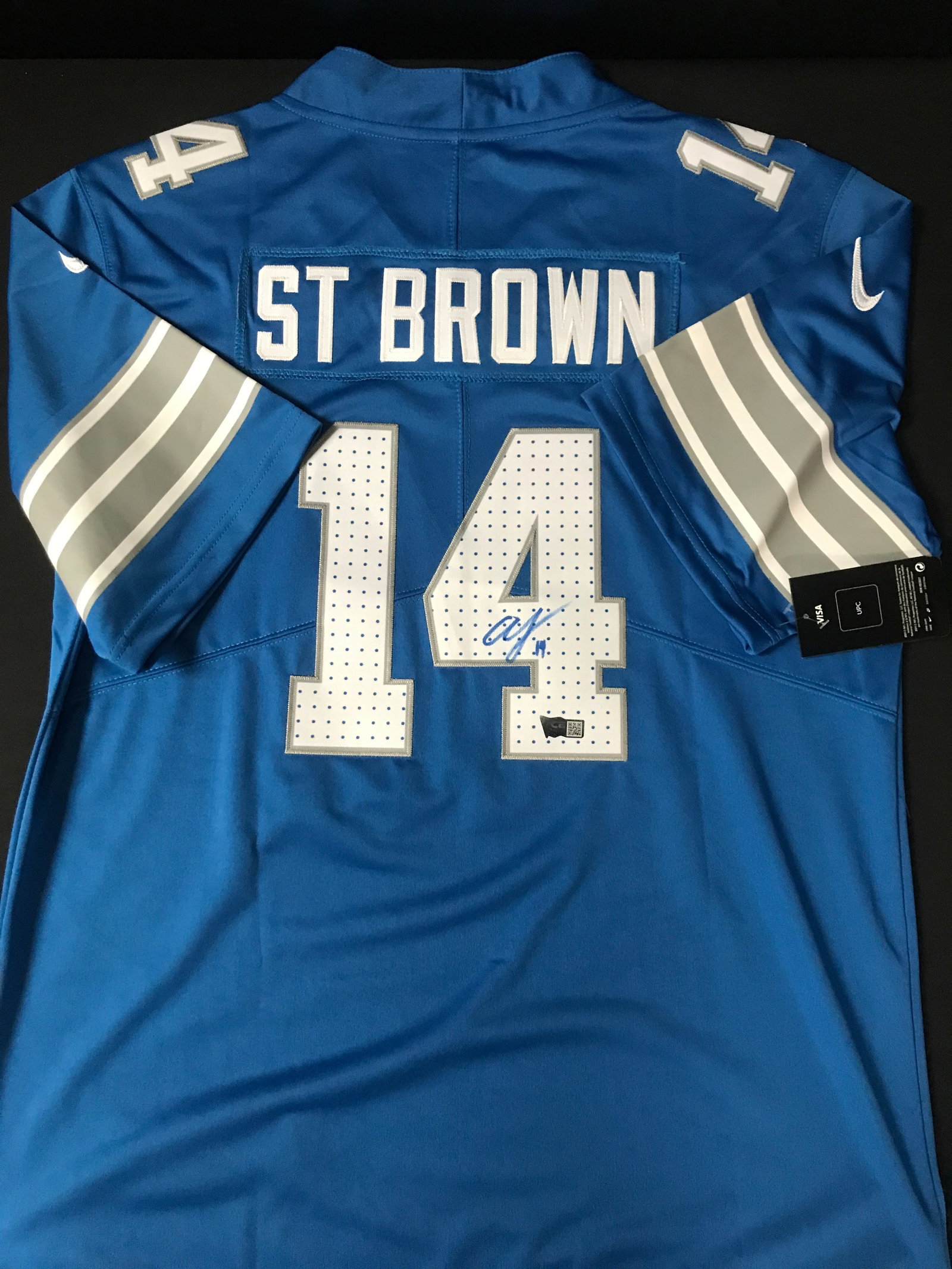 AMON RA ST BROWN SIGNED CUSTOM FOOTBALL JERSEY - ACE COA: Prices are in Canadian dollars