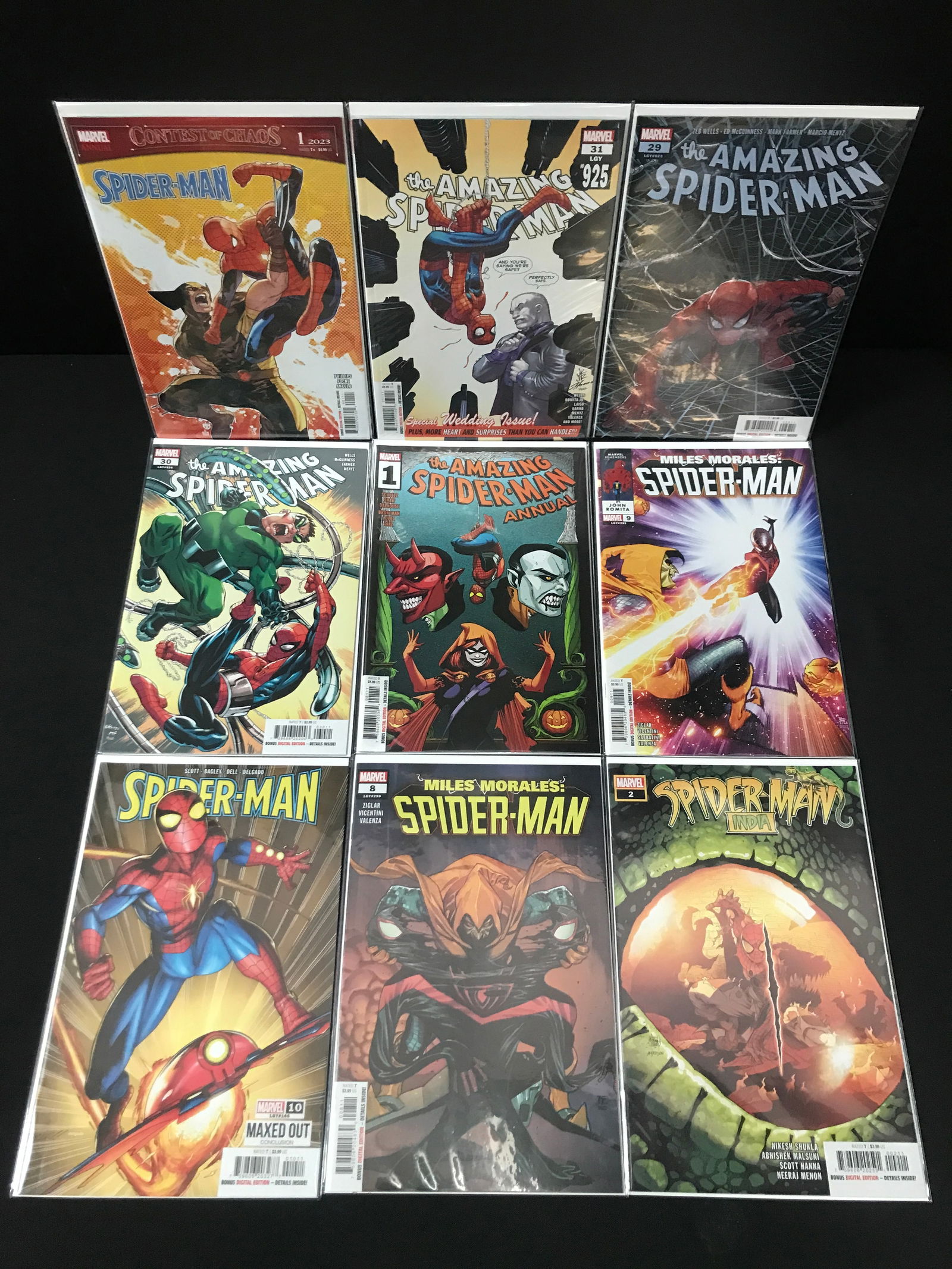 LOT OF 9 HIGH GRADE MODERN SPIDER-MAN COMICS: Prices are in Canadian dollars