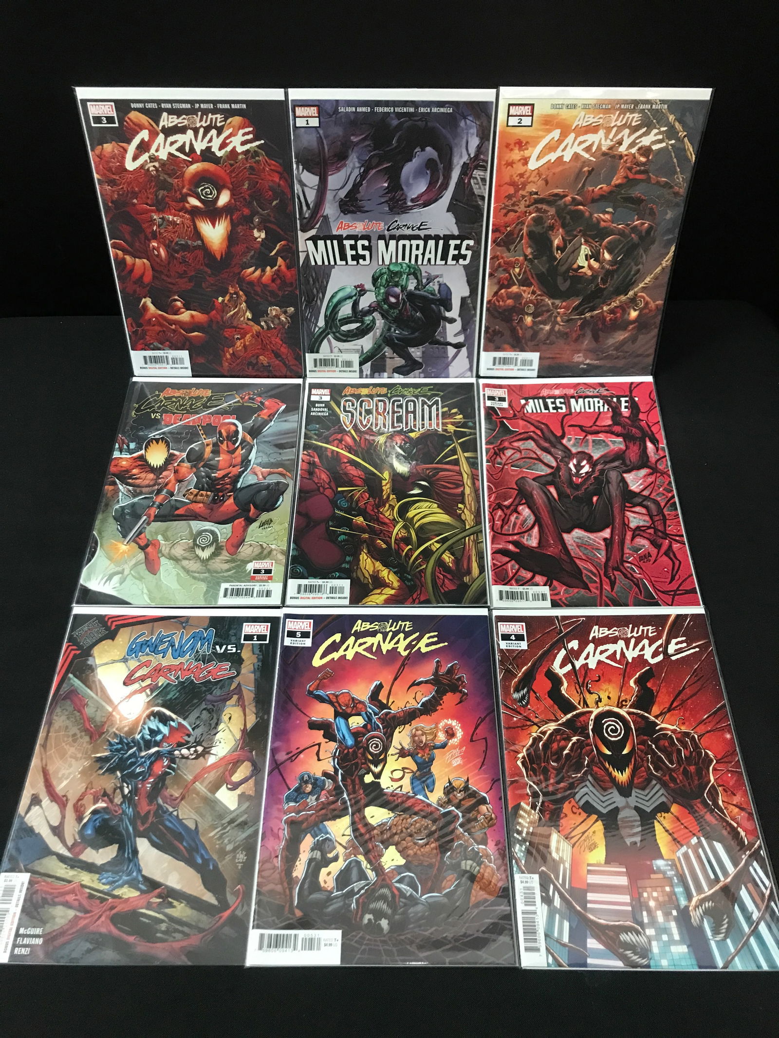 LOT OF 9 HIGH GRADE MODERN CARNAGE COMICS: Prices are in Canadian dollars