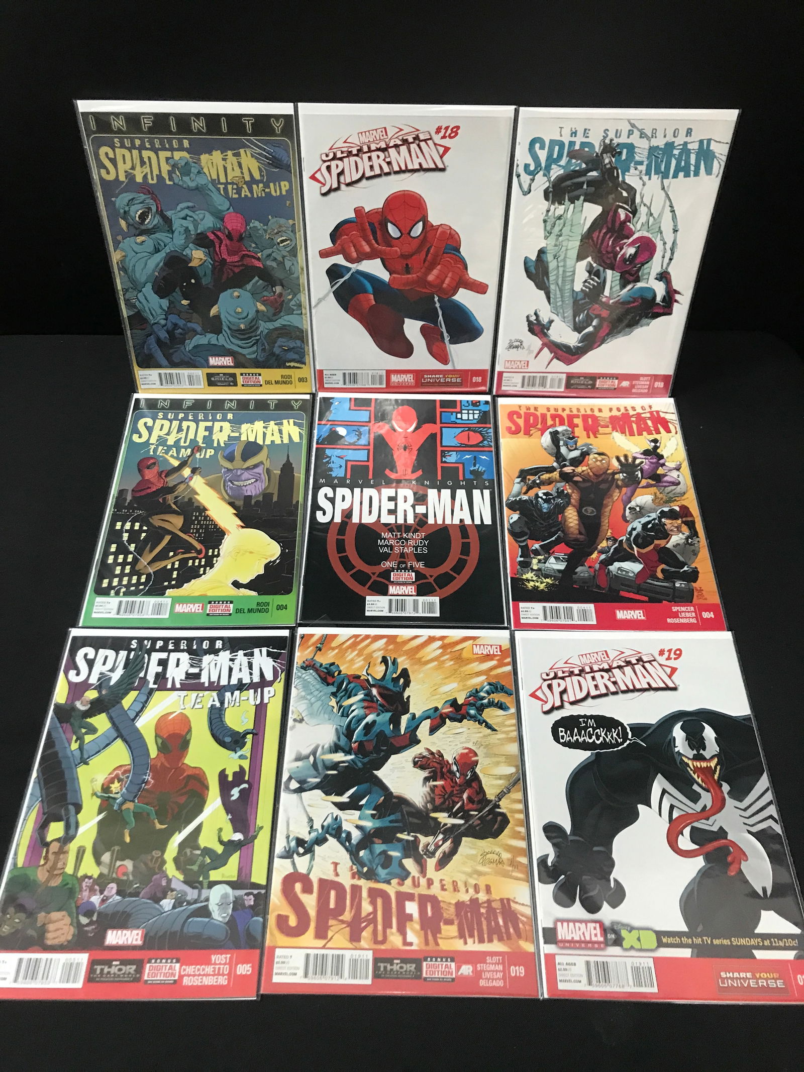 LOT OF 9 HIGH GRADE MODERN SPIDER-MAN COMICS: Prices are in Canadian dollars