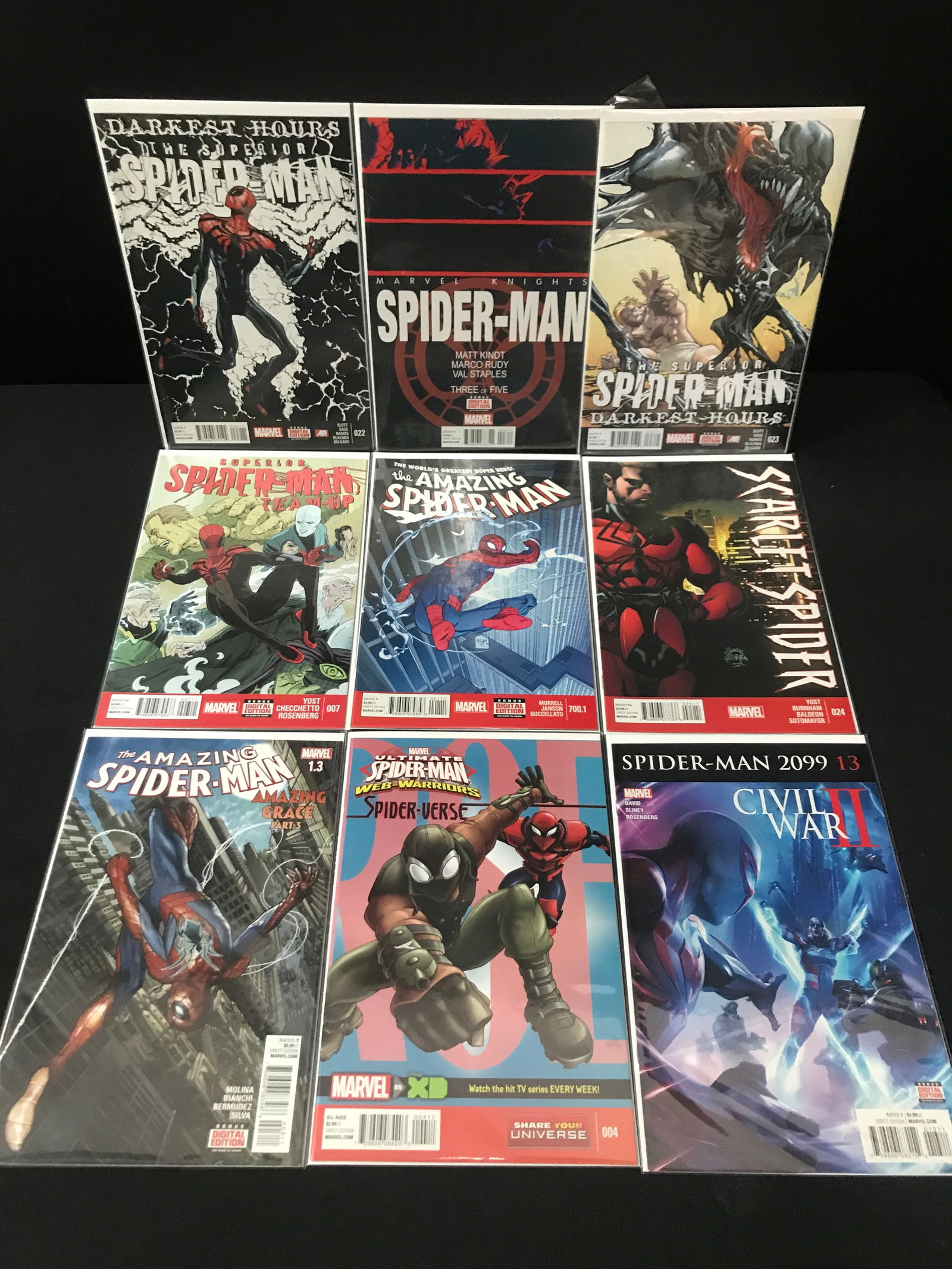 LOT OF 9 HIGH GRADE MODERN SPIDER-MAN COMICS: Prices are in Canadian dollars