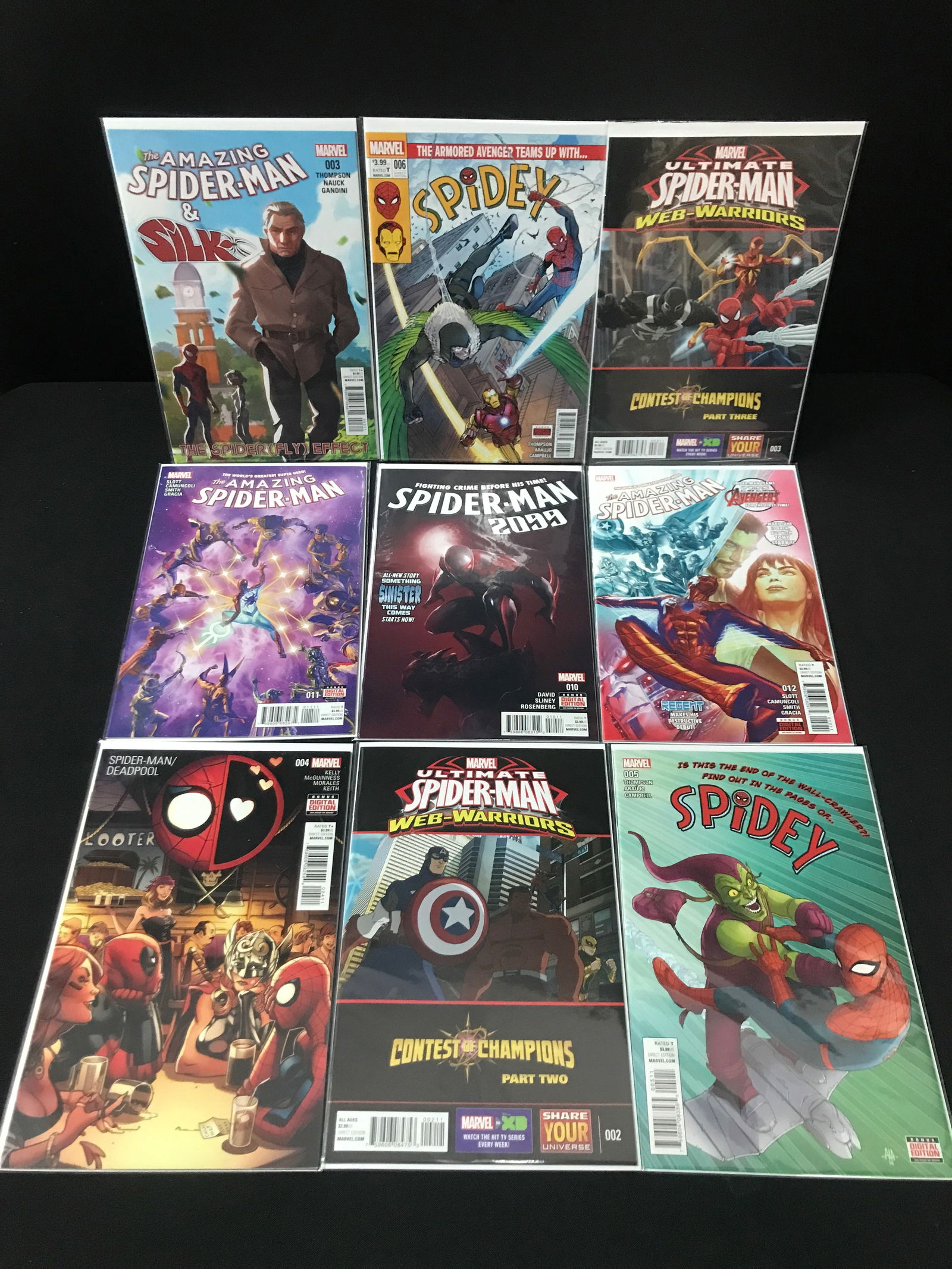 LOT OF 9 HIGH GRADE MODERN SPIDER-MAN COMICS: Prices are in Canadian dollars