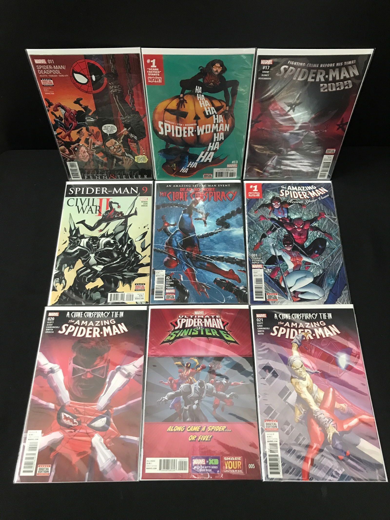 LOT OF 9 HIGH GRADE MODERN SPIDER-MAN COMICS: Prices are in Canadian dollars