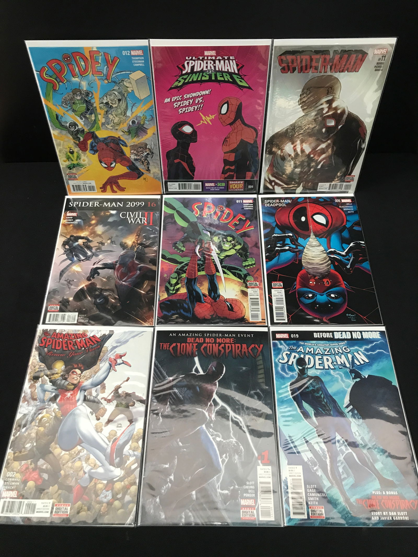 LOT OF 9 HIGH GRADE MODERN SPIDER-MAN COMICS: Prices are in Canadian dollars