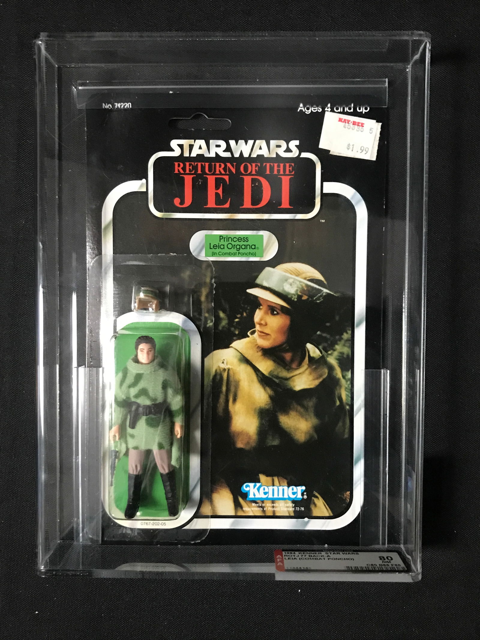 1984 KENNER STAR WARS LEIA IN COMBAT PONCHO ACTION FIGURE IN ORIGINAL PACKAGING - AFA GRADE 80: Prices are in Canadian Dollars
