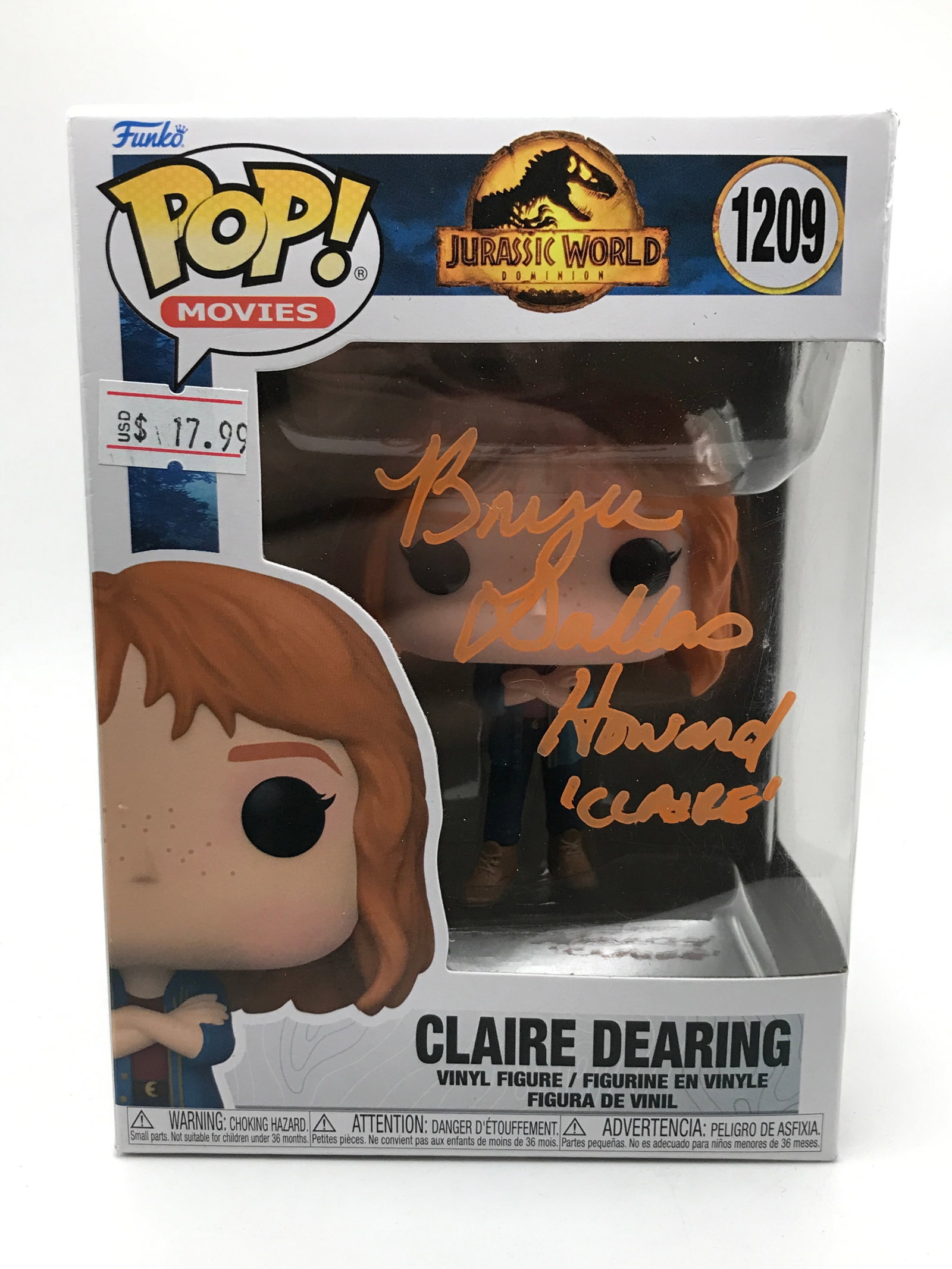 BRYCE DALLAS HOWARD SIGNED JURASSIC PARK FUNKO POP - WWOC COA: Prices are in Canadian dollars