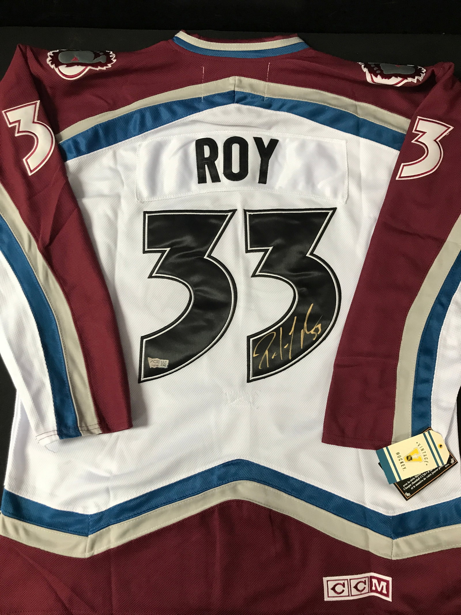 PATRICK ROY SIGNED COLORADO AVALANCHE CUSTOM JERSEY - ACE COA: Prices are in Canadian dollars