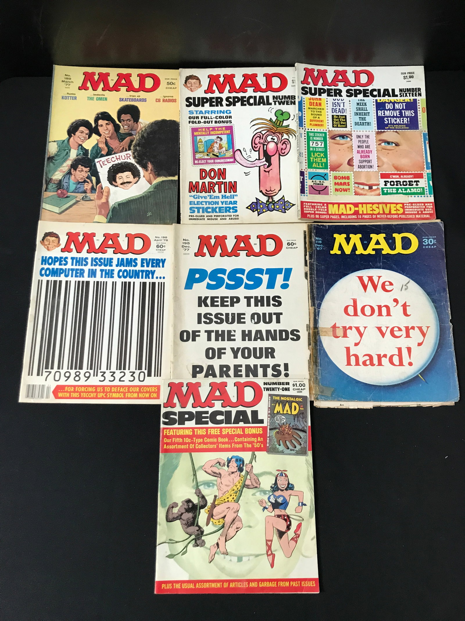 LOT OF 7 MAD COMICS: Prices are in Canadian dollars