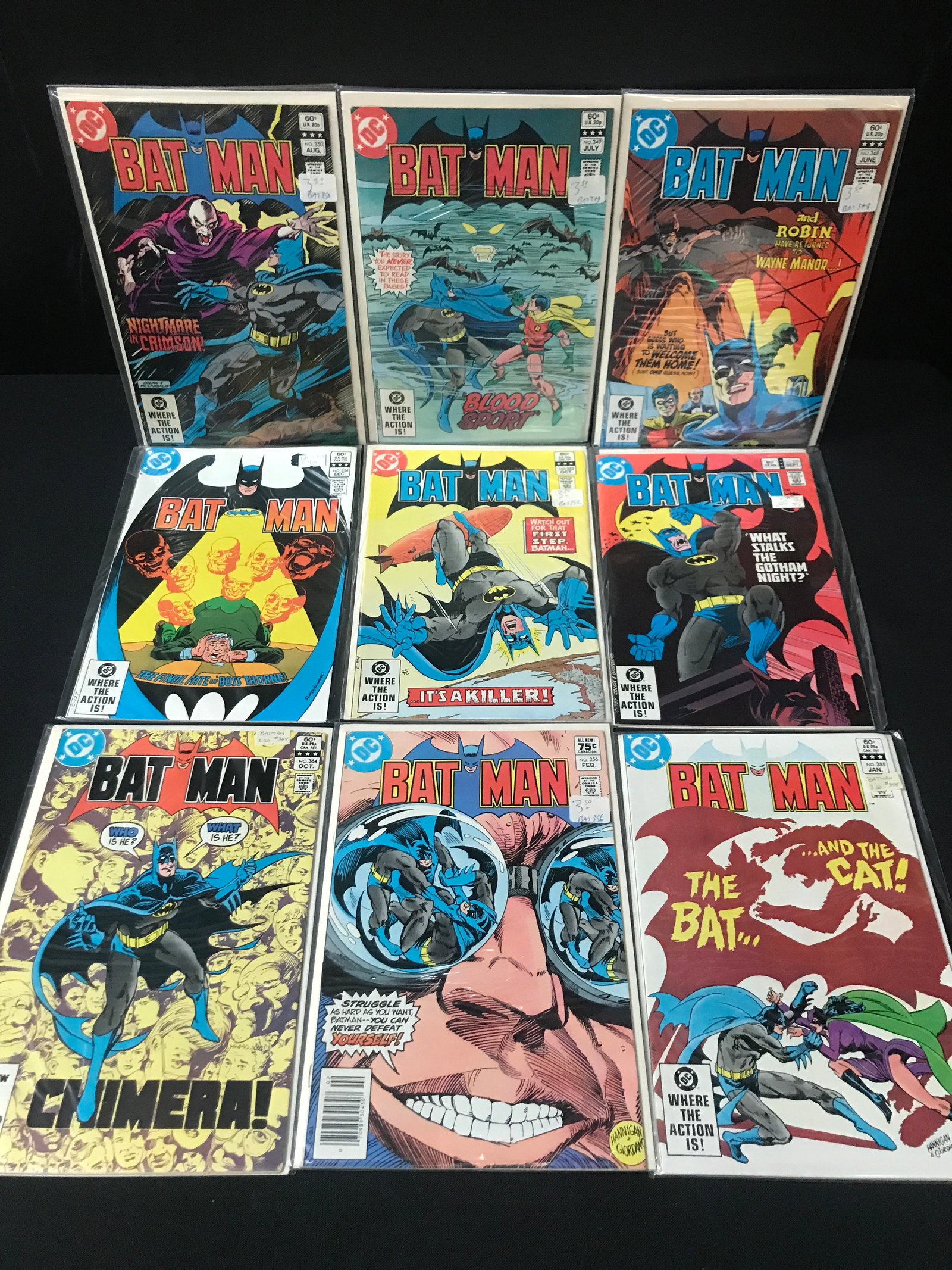 LOT OF 9 BATMAN COMICS - DC COMICS: Prices are in Canadian Dollars