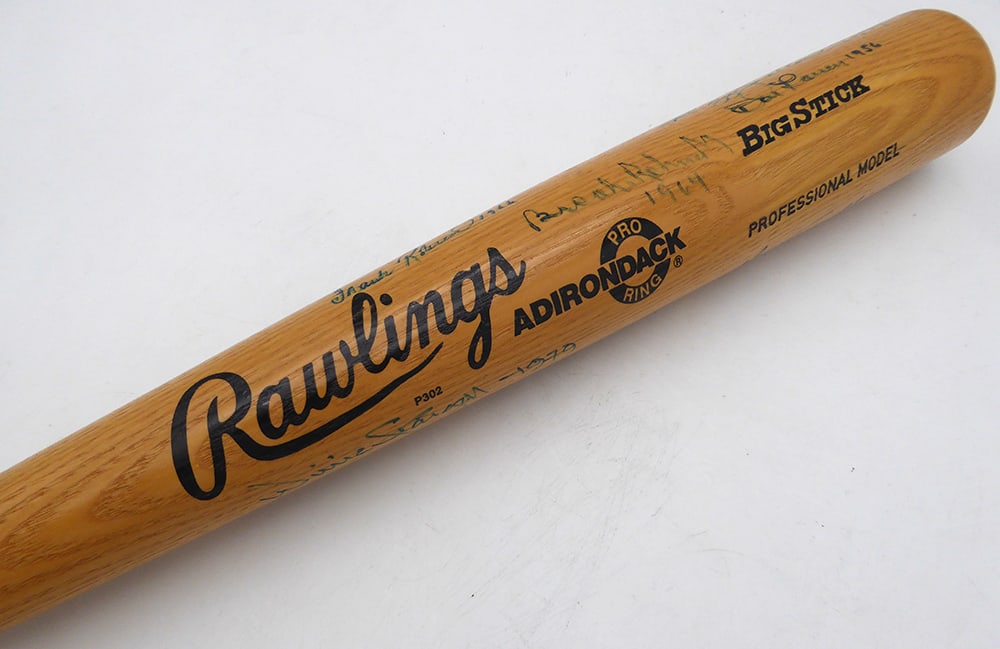World Series MVP's Autographed Rawlings Bat With 10 Signatures Including Reggie Jackson Beckett (1 of 4)