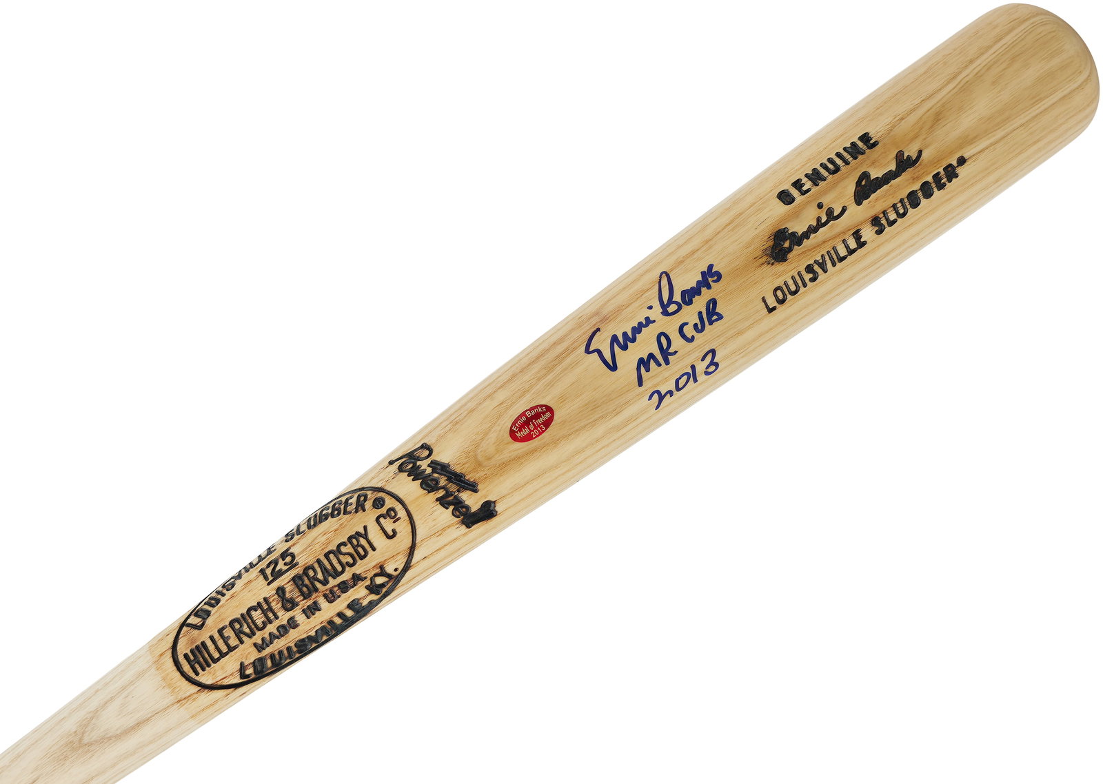 ERNIE BANKS SIGNED AND INSCRIBED BASEBALL BAT (BANKS COA): Prices are in Canadian dollars