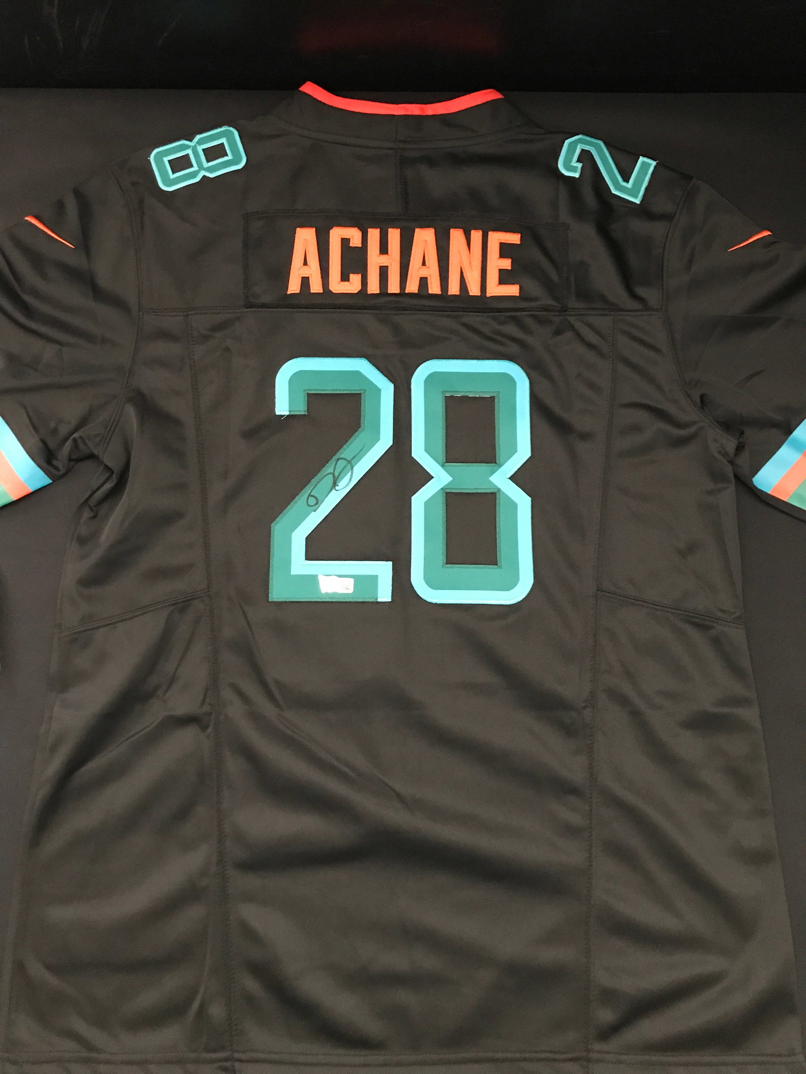 DE'VON ACHANGE SIGNED MIAMI DOLPHINS CUSTOM JERSEY - ACE COA: Prices are in Canadian dollars