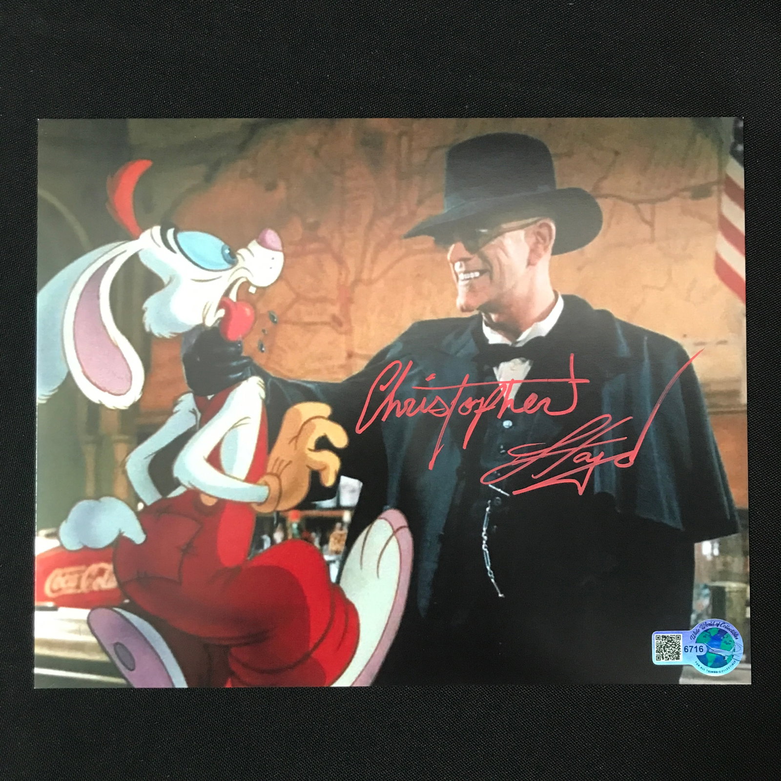 CHRISTOPHER LLOYD SIGNED WHO FRAMED RODGER RABBIT 8X10 - WWOC COA: Prices are in Canadian dollars