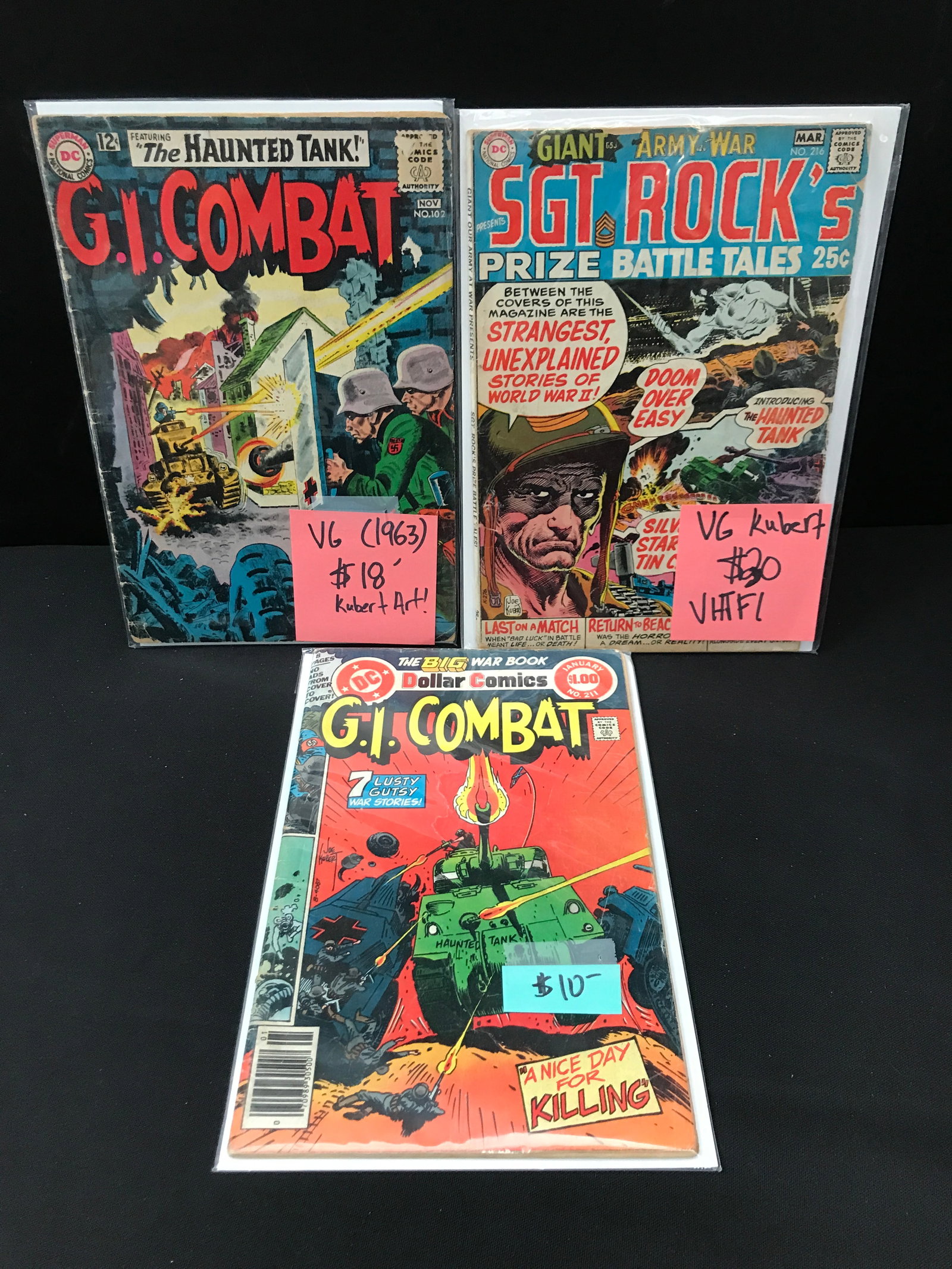 LOT OF 3 WAR BASED DC COMICS - VARIOUS TITLES: Prices are in Canadian Dollars