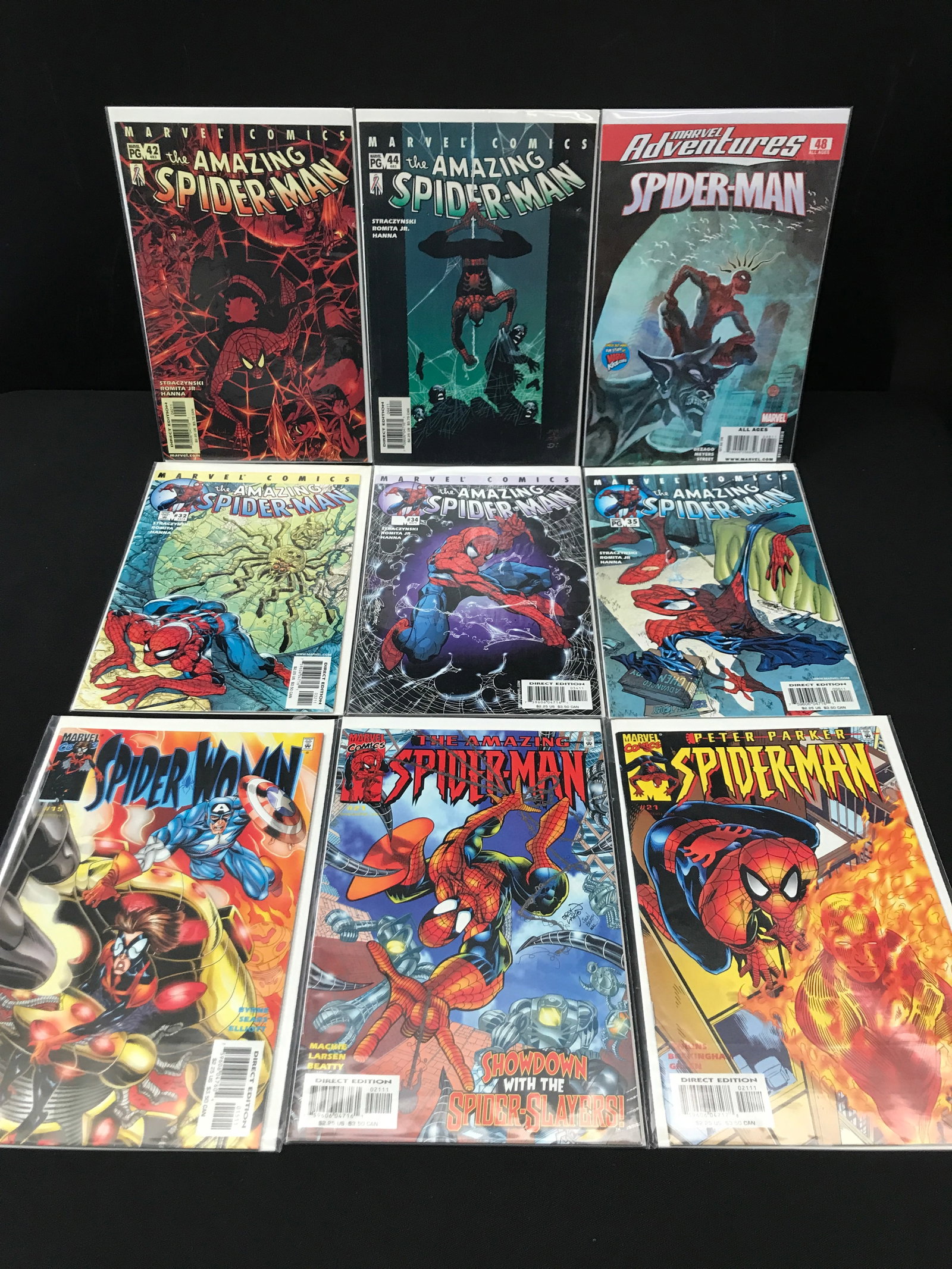 LOT OF 9 COMICS FEATURING SPIDERMAN - MARVEL COMICS: Prices are in Canadian Dollars