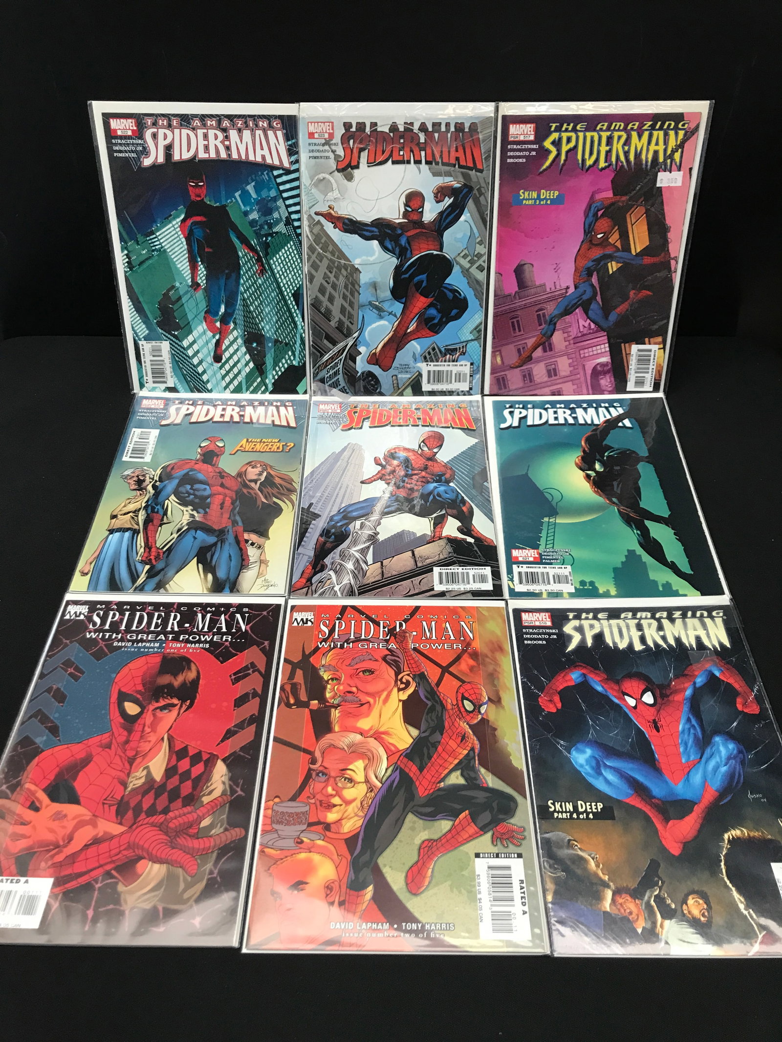 LOT OF 9 COMICS FEATURING SPIDERMAN - MARVEL COMICS: Prices are in Canadian Dollars