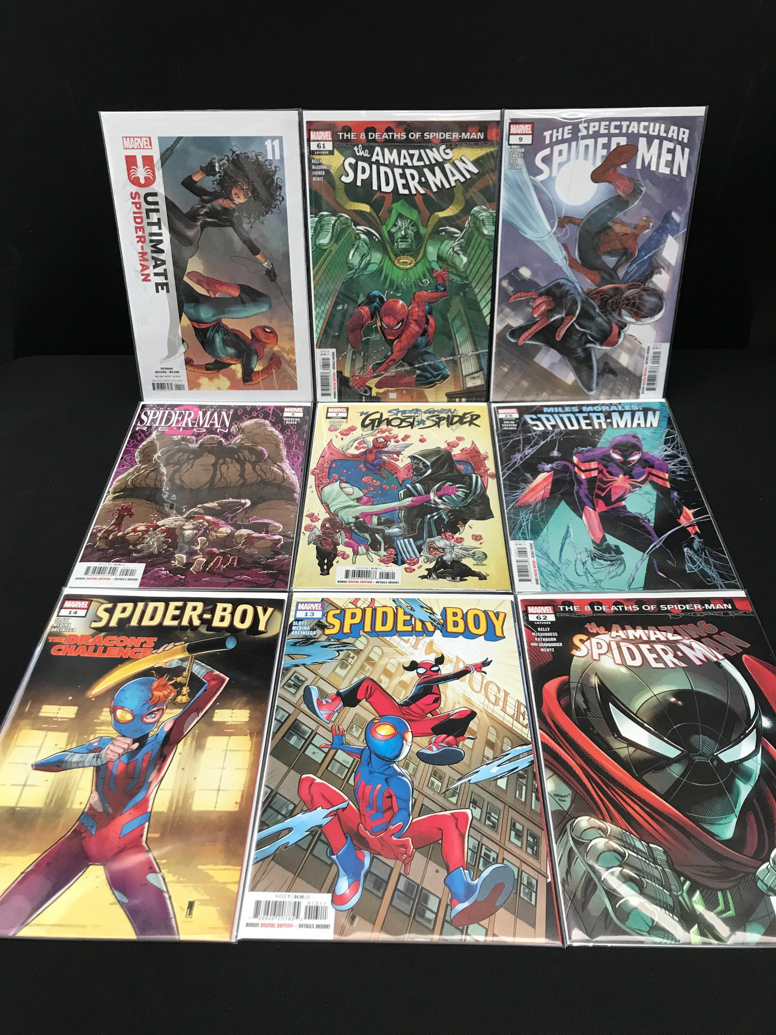 LOT OF 9 SPIDERMAN BASED COMICS - MARVEL COMICS: Prices are in Canadian Dollars