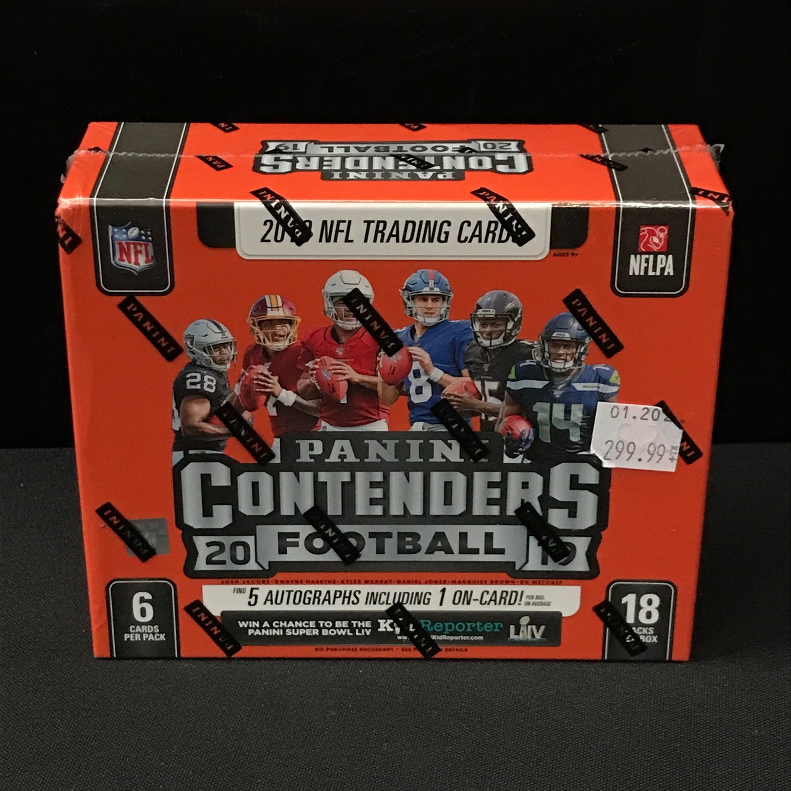 SEALED 2019 PANINI CONTENDERS FOOTBALL HOBBY BOX (5 AUTOGRAPHS MIN): Prices are in Canadian dollars