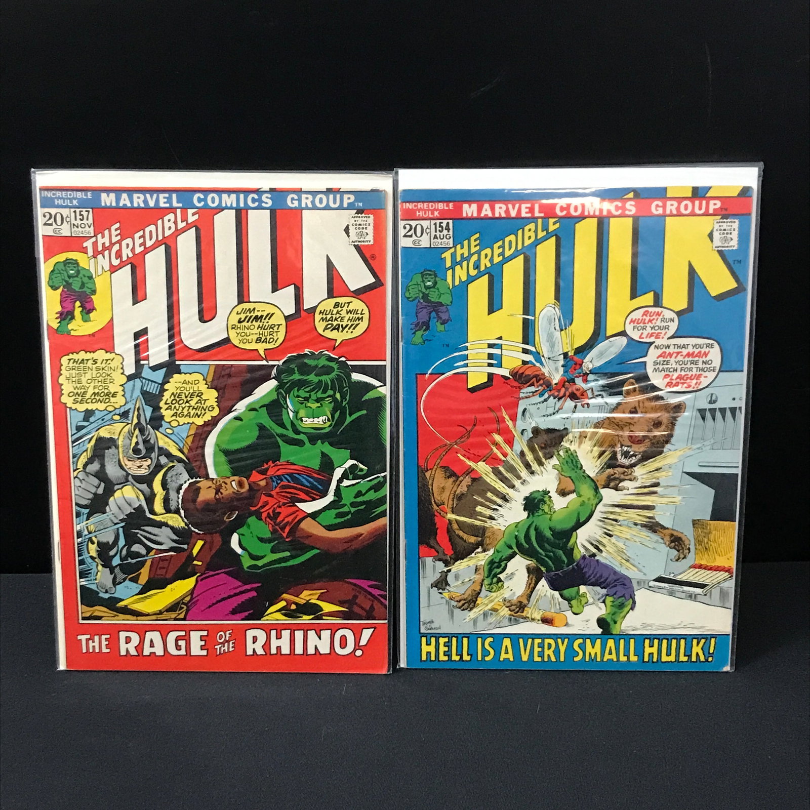 LOT OF 2 THE INCREDIBLE #154 & #157 - MARVEL COMICS: Prices are in Canadian dollars