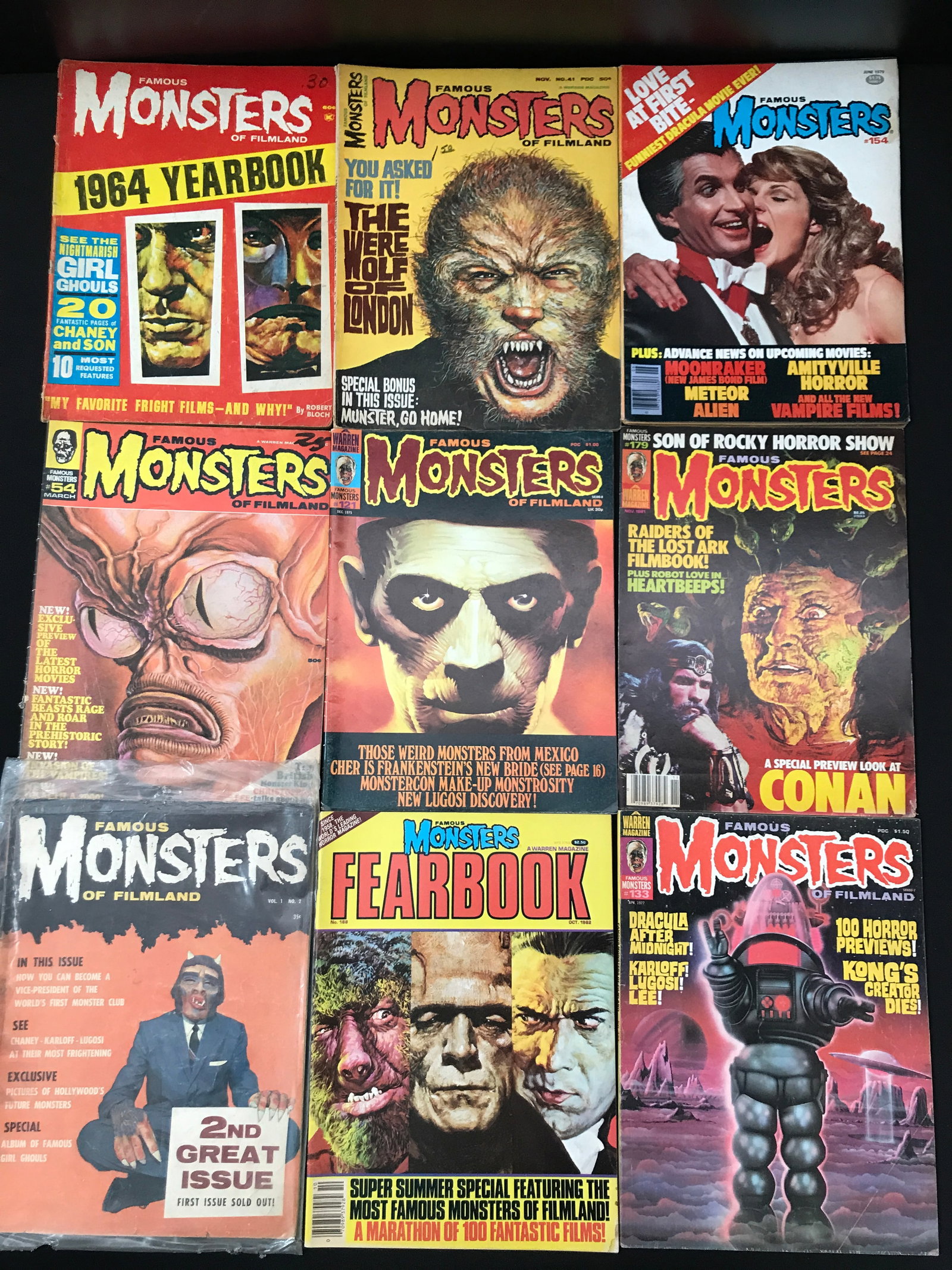 VINTAGE LOT OF 9 MONSTERS COMICS - WARREN MAGAZINE: Prices are in Canadian dollars