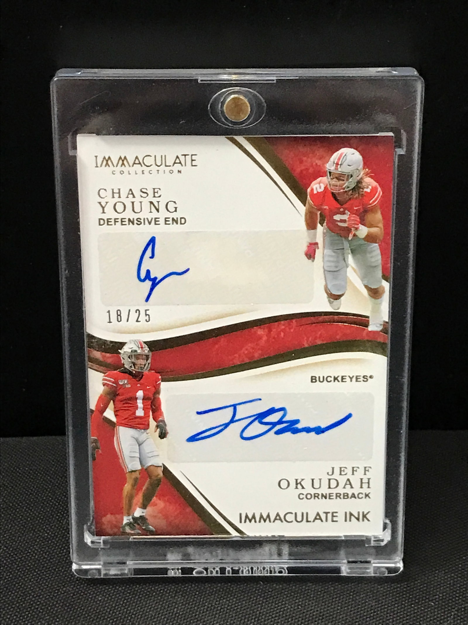 2020 PANINI IMMACULATE COLLECTION COLLEGIATE CHASE YOUNG & JEFF OKUDAH DUAL SIGNED CARD 18/25: Prices are in Canadian dollars