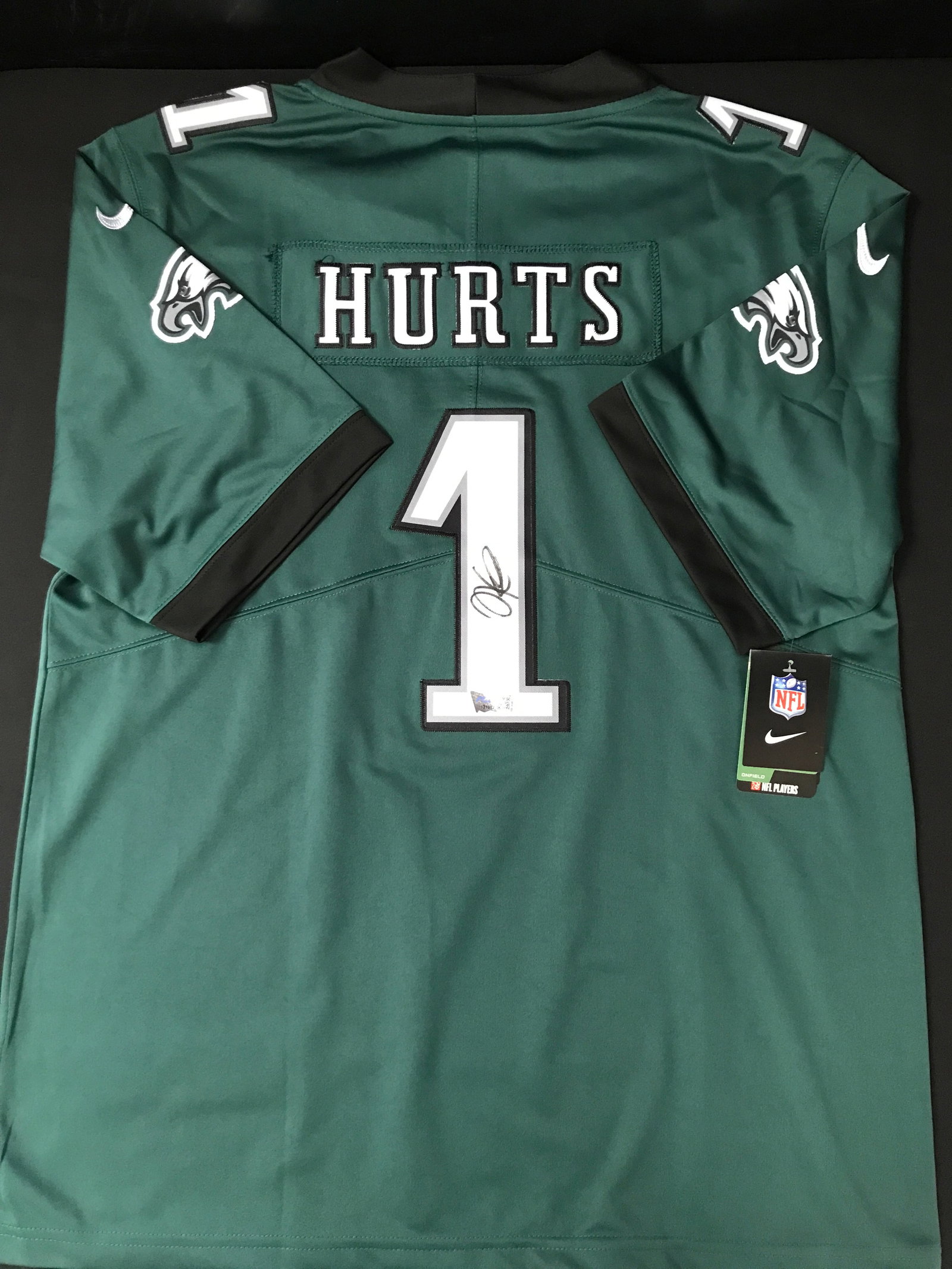 JALEN HURTS SIGNED PHILADELPHIA EAGLES CUSTOM JERSEY - ACE COA: Prices are in Canadian dollars