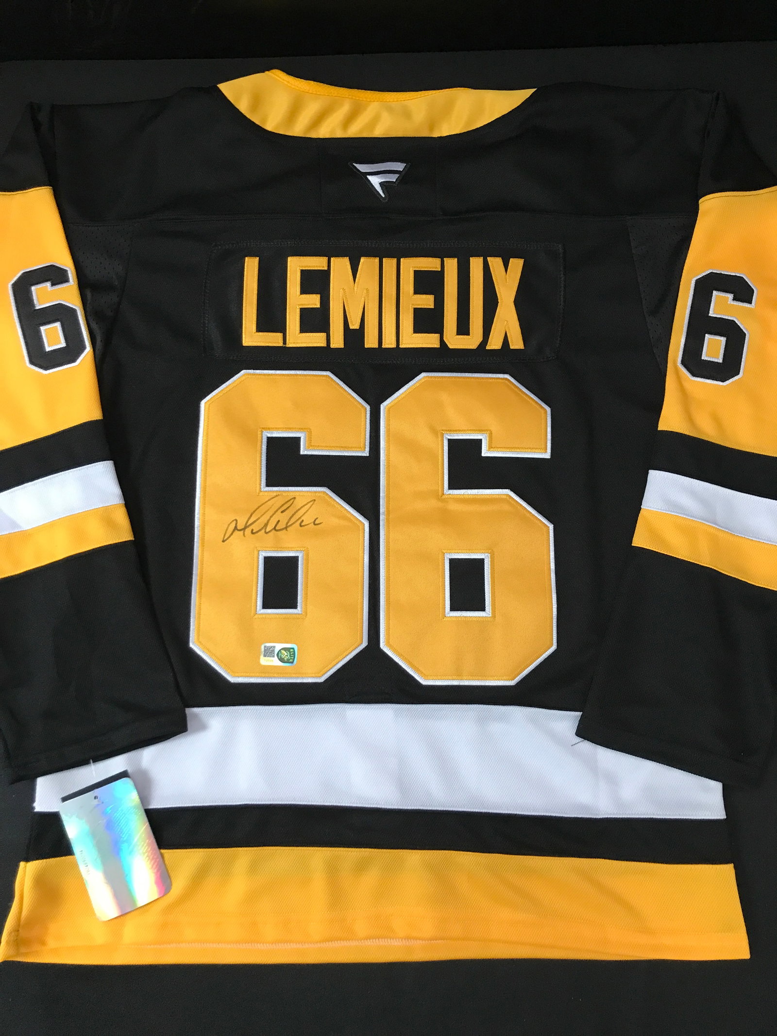MARIO LEMIEUX SIGNED PITTSBURGH PENGUINS CUSTOM JERSEY - ELITE SPORTS COA: Prices are in Canadian dollars