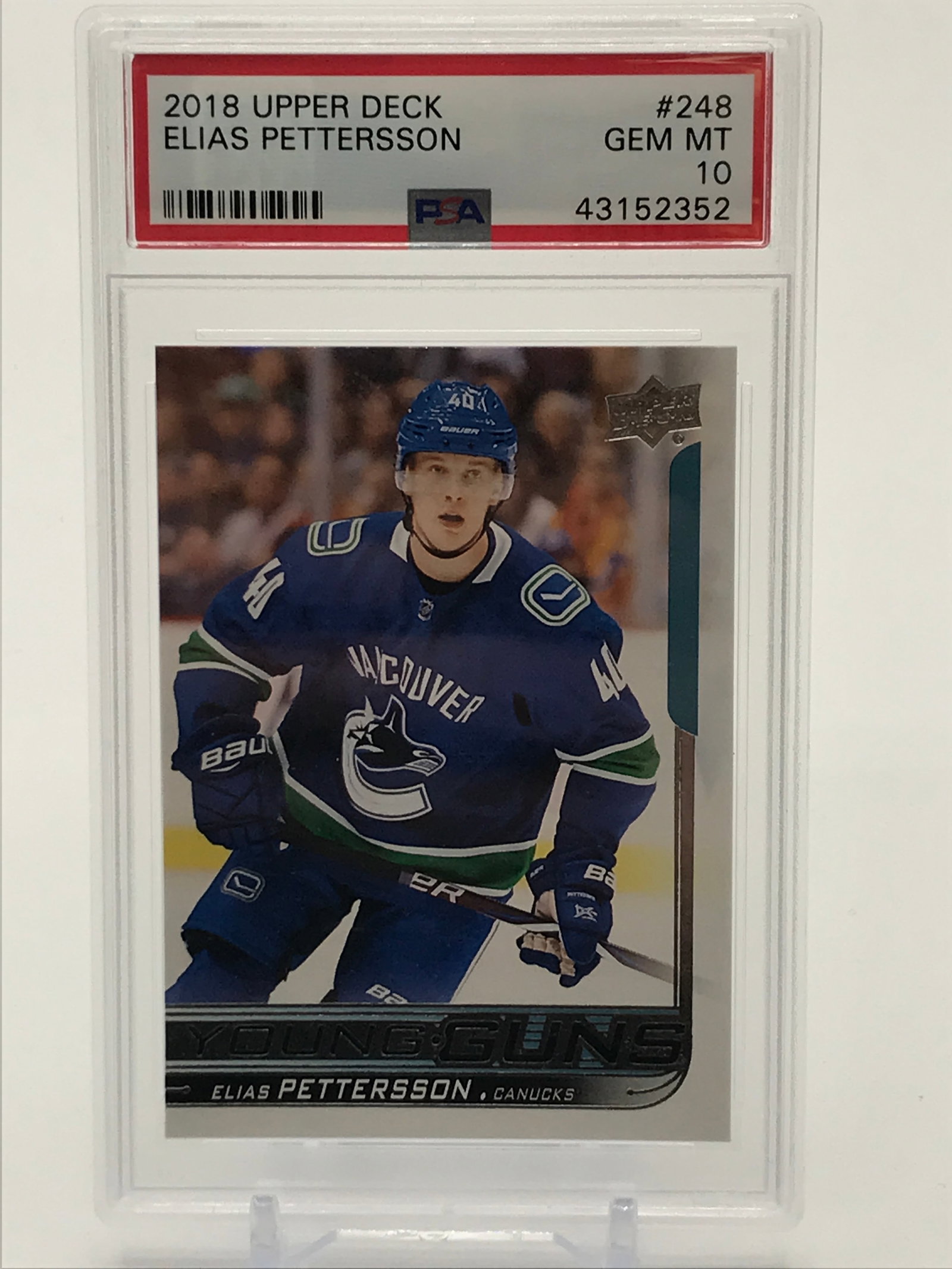 2018 UPPER DECK NO.248 ELIAS PETTERSSON YOUNG GUNS ROOKIE CARD GRADED 10: Prices are in Canadian dollars