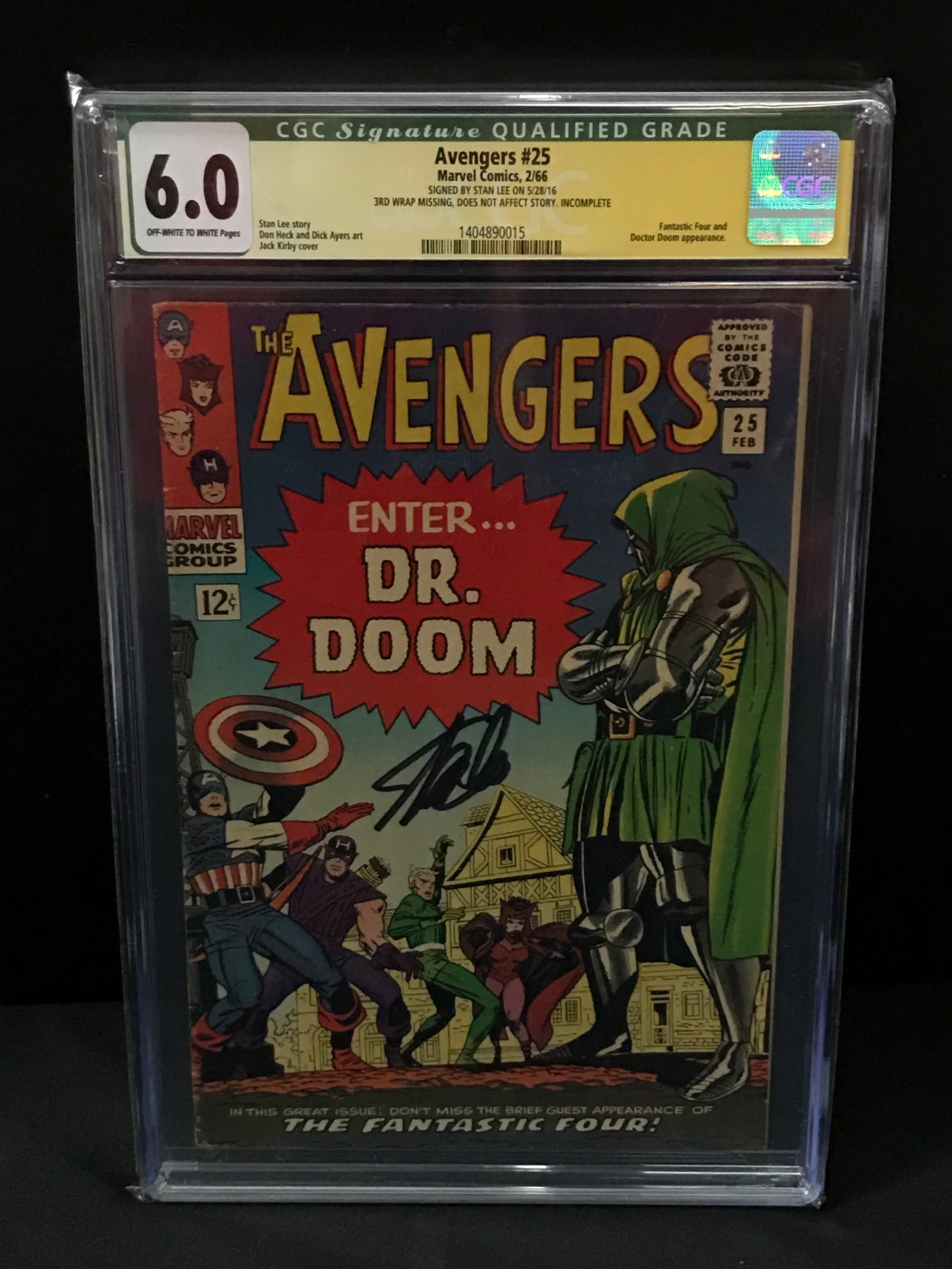 STAN LEE SIGNED AVENGERS NO.25 BY MARVEL COMICS - CGC GRADE 6: Prices are in Canadian dollars