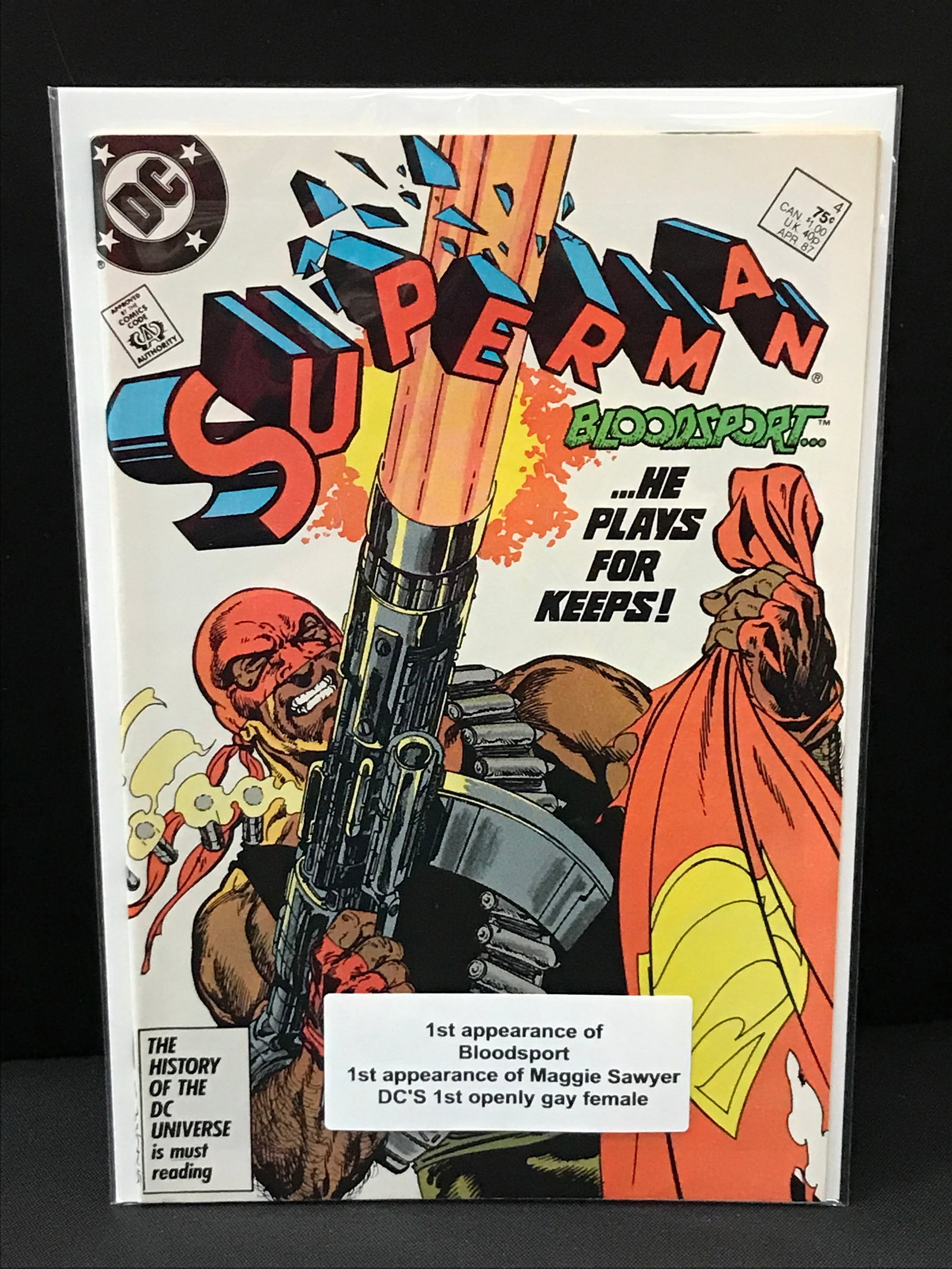 SUPERMAN # 4 1ST APPS OF BLOODSPORT & MAGGIE SAWYER (FIRST OPENLY GAY FEMALE CHARACTER) DC COMICS: Prices are in Canadian Dollars