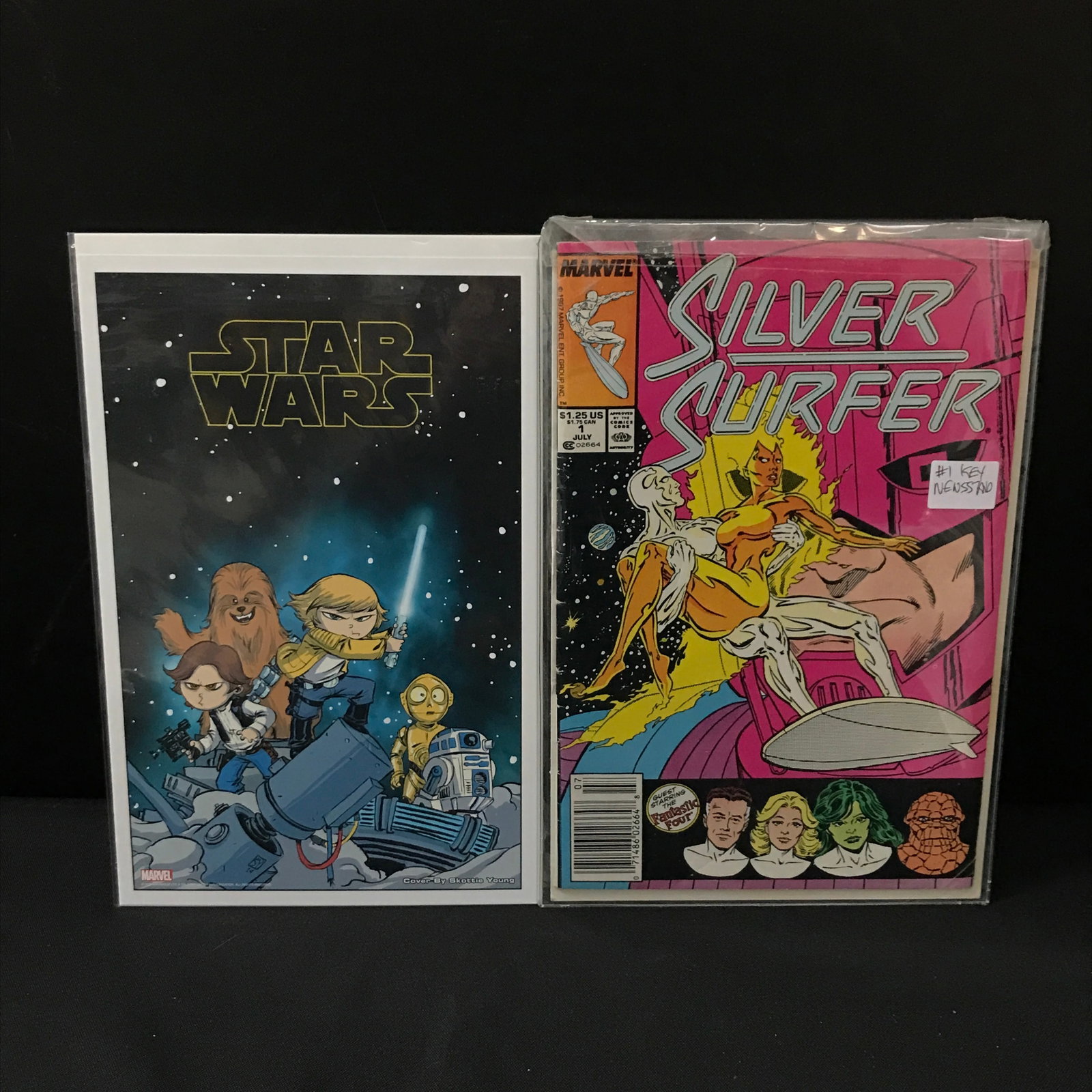 LOT OF 2 COMICS - INCLUDING SILVER SURFER #1: Prices are in Canadian dollars