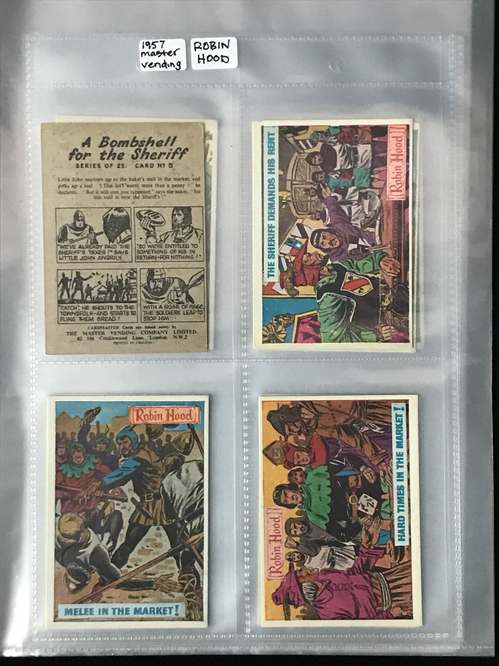 1957 ROBIN HOOD #1-25 TRADING CARDS SET BY MASTER VENDING: Prices are in Canadian dollars